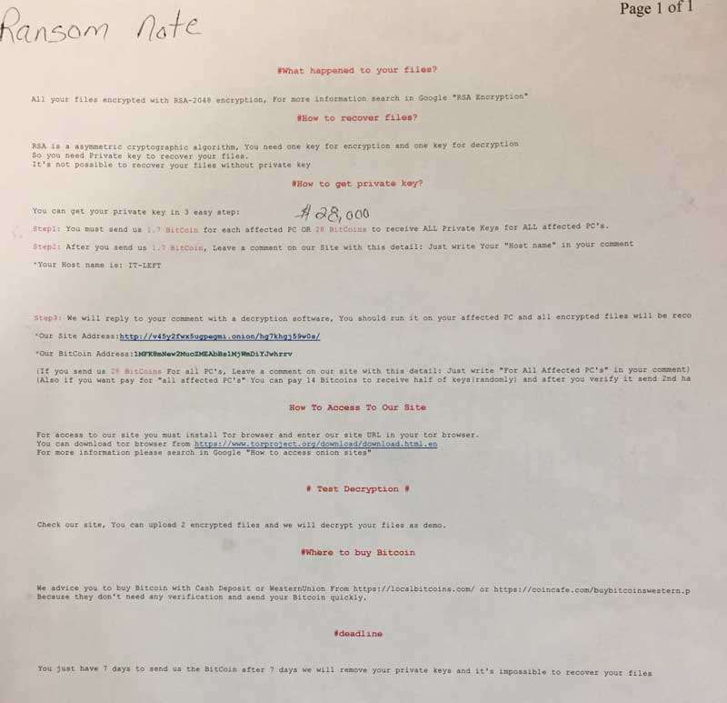 The ransom note demanding money from Bingham County to decrypt its servers. (Photo: Stephan Rockefeller, EastIdahoNews.com)