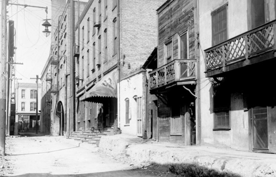 Image shows some road construction and paving work along Plum Alley in 1907 (Photo: Utah Division of History)