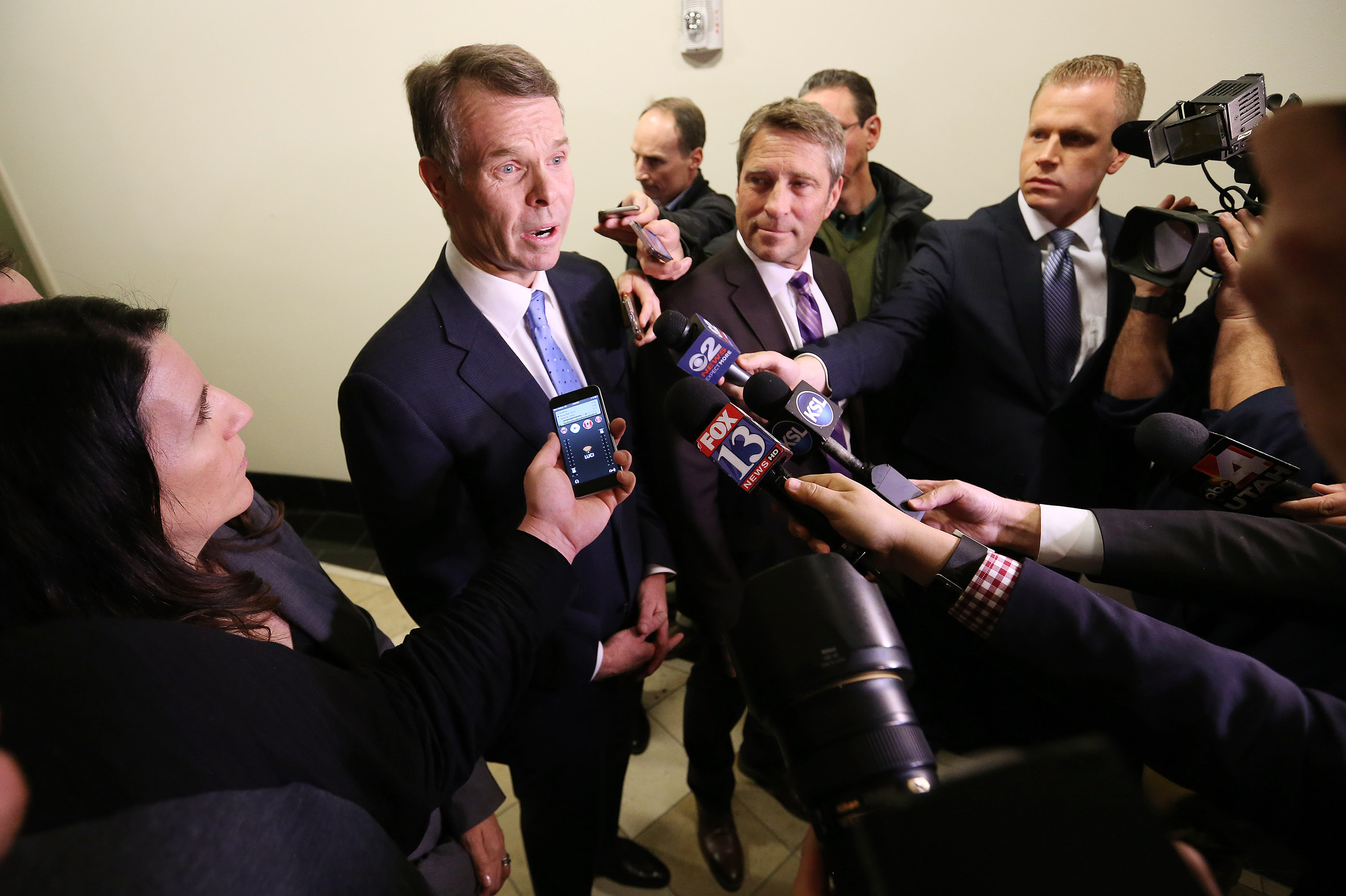 Former Utah Attorney General John Swallow speaks to media at the Matheson Courthouse in Salt Lake City after a jury found him not guilty on all counts in his public corruption trial on Thursday, March 2, 2017. (Photo: Jeffrey D. Allred, Deseret News)
