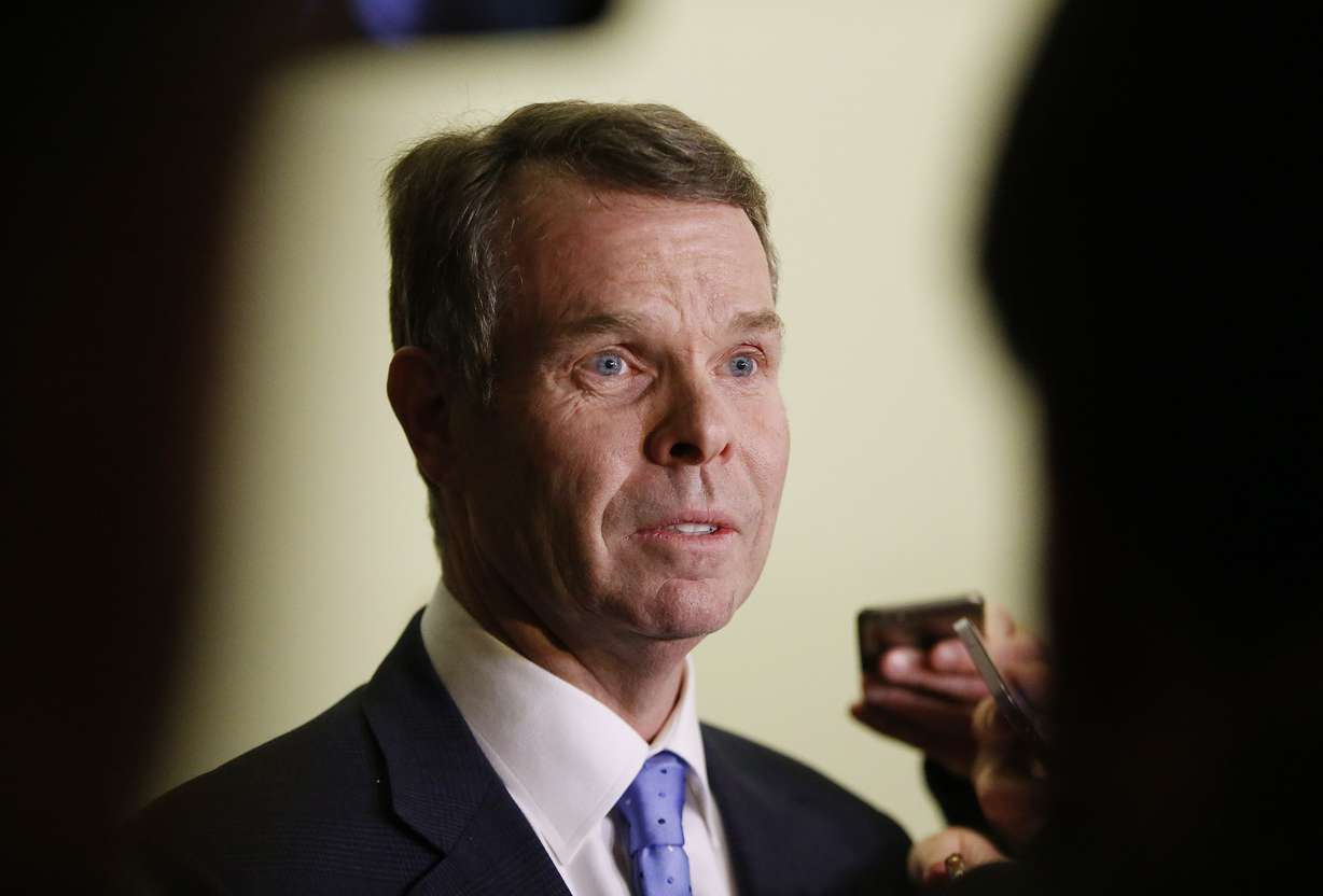 Former Utah Attorney General John Swallow speaks with members of the media at the Matheson Courthouse in Salt Lake City after a jury found him not guilty on all counts in his public corruption trial on Thursday, March 2, 2017. (Jeffrey D. Allred, Deseret News)