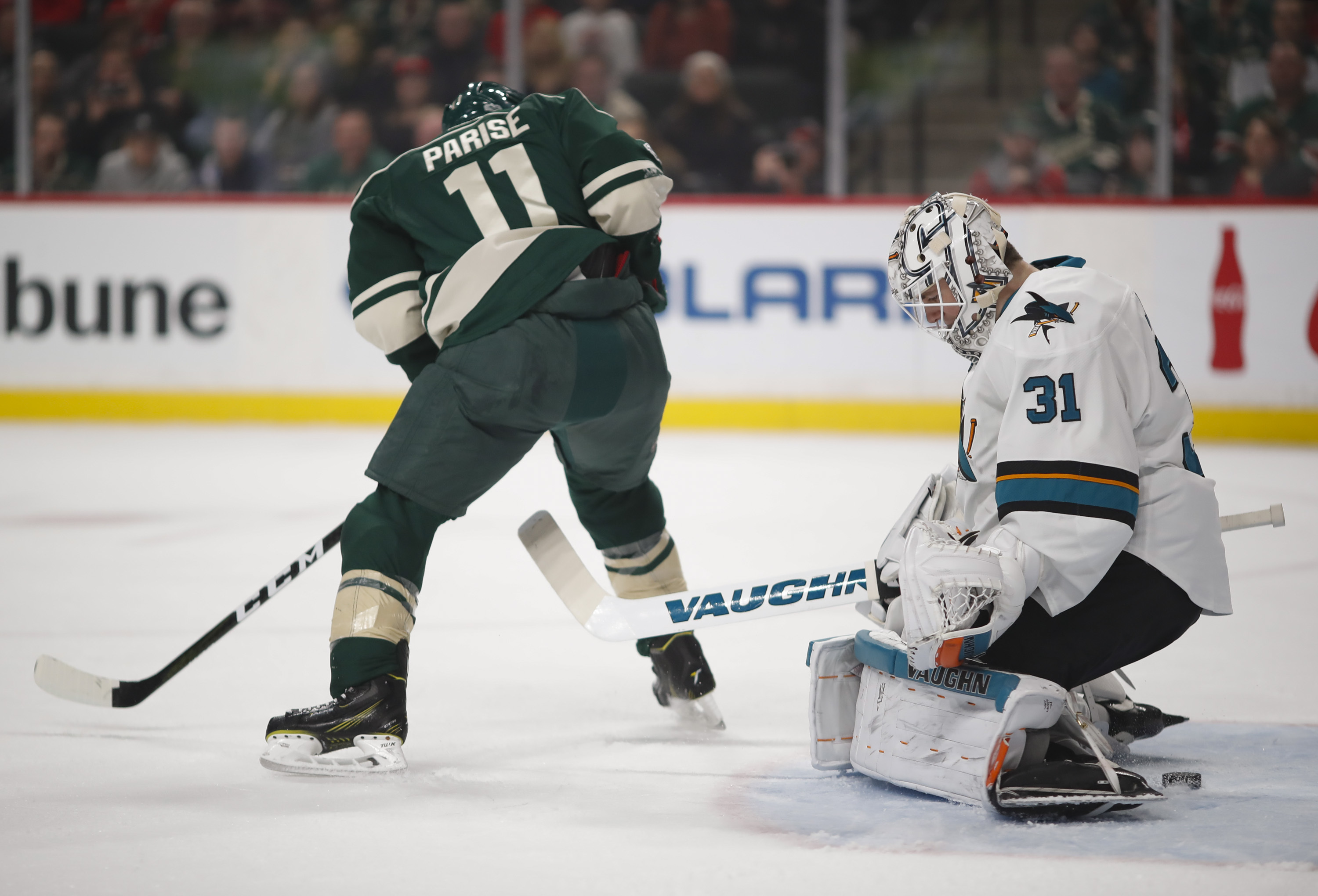 Parise, Staal lead Wild to 3-1 win over Sharks