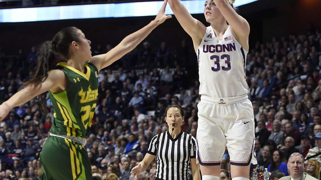 Samuelson's 10-for-10 from 3 leads UConn to AAC title