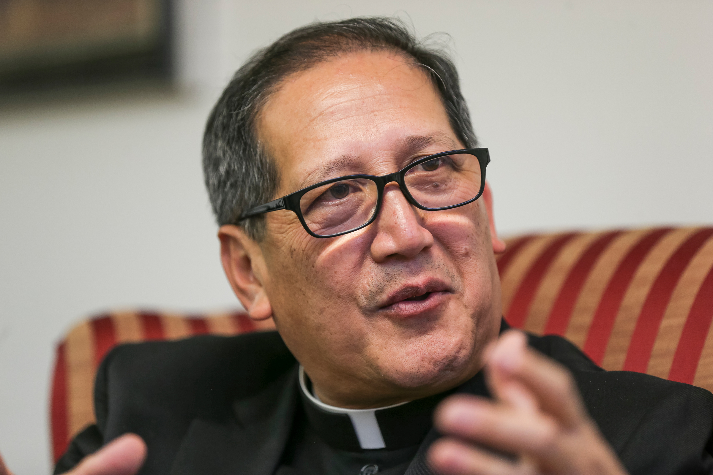 The Most Rev. Oscar Azarcon Solis is interviewed at the Catholic Diocese in Salt Lake City on Tuesday, Jan. 10, 2017 after being announced as the 10th bishop of the Catholic Diocese of Salt Lake City.