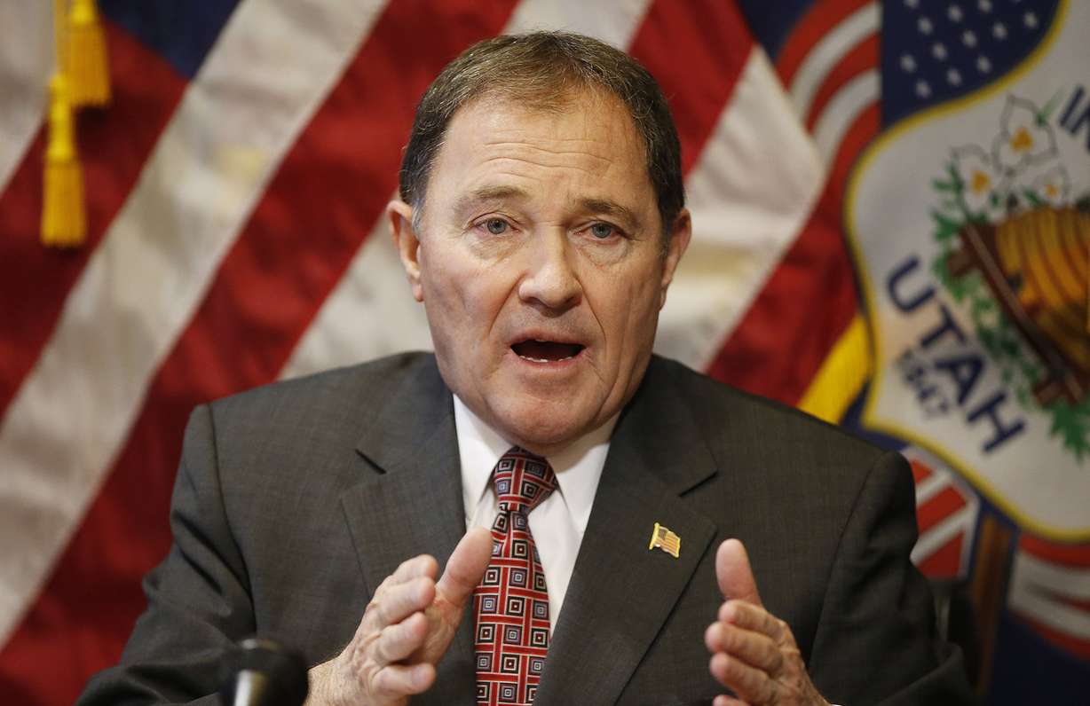 Gov. Gary R. Herbert speaks with members of the media at the Capitol in Salt Lake City on Tuesday, March 7, 2017. Photo: Jeffrey D. Allred, Deseret News