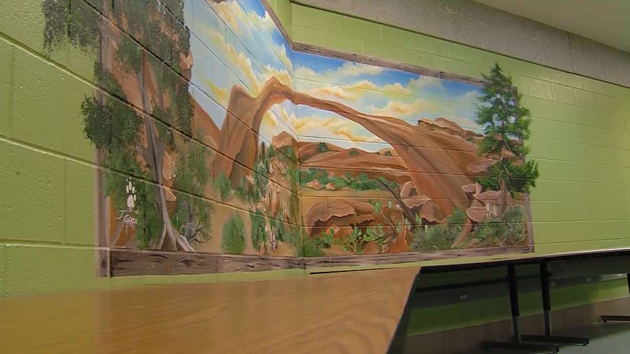 Former inmate Jeffrey Grace’s large-scale murals now adorn several rooms inside the Salt Lake County and Oxbow jails.