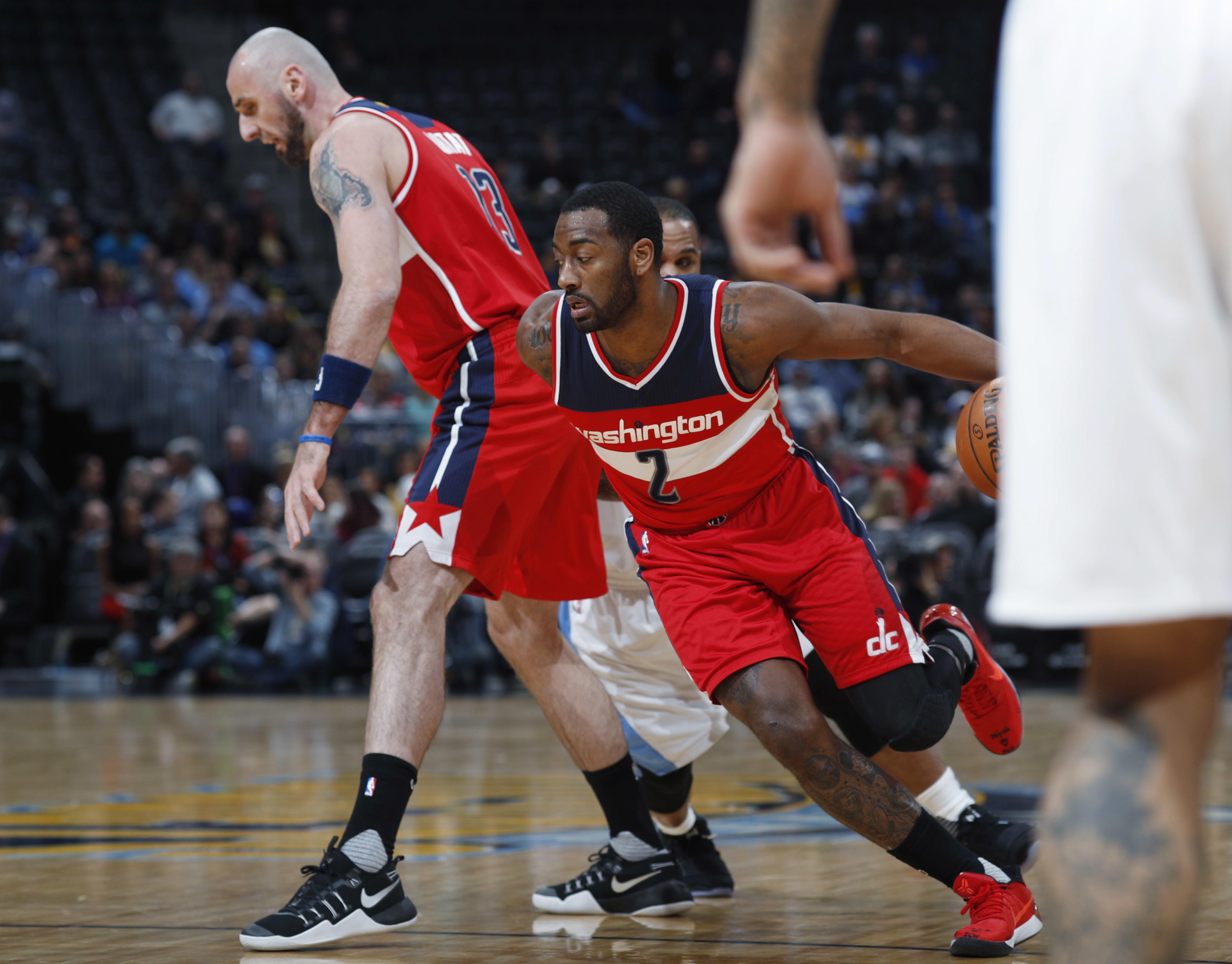 Wall, Beal team up for 53, Wizards beat Nuggets 123-113