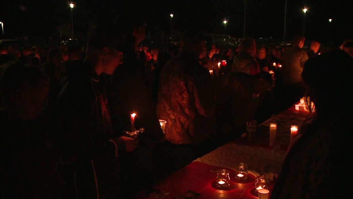 About 150 students gathered on the football field of Grand County High School on Wednesday to mourn the deaths of two teenagers killed in a crash over the weekend. (KSL TV)