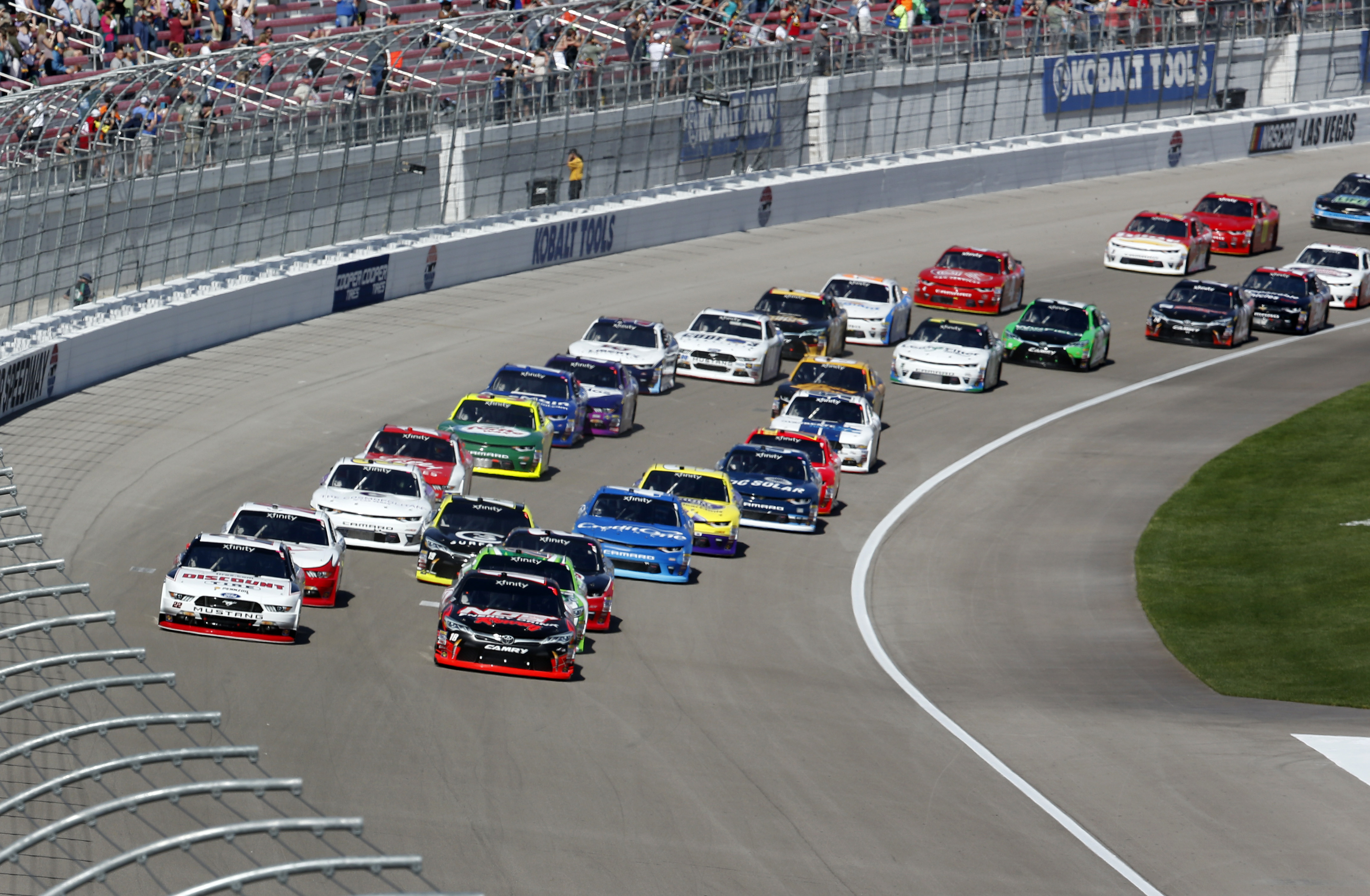 Logano pulls away from Larson, wins Las Vegas Xfinity race