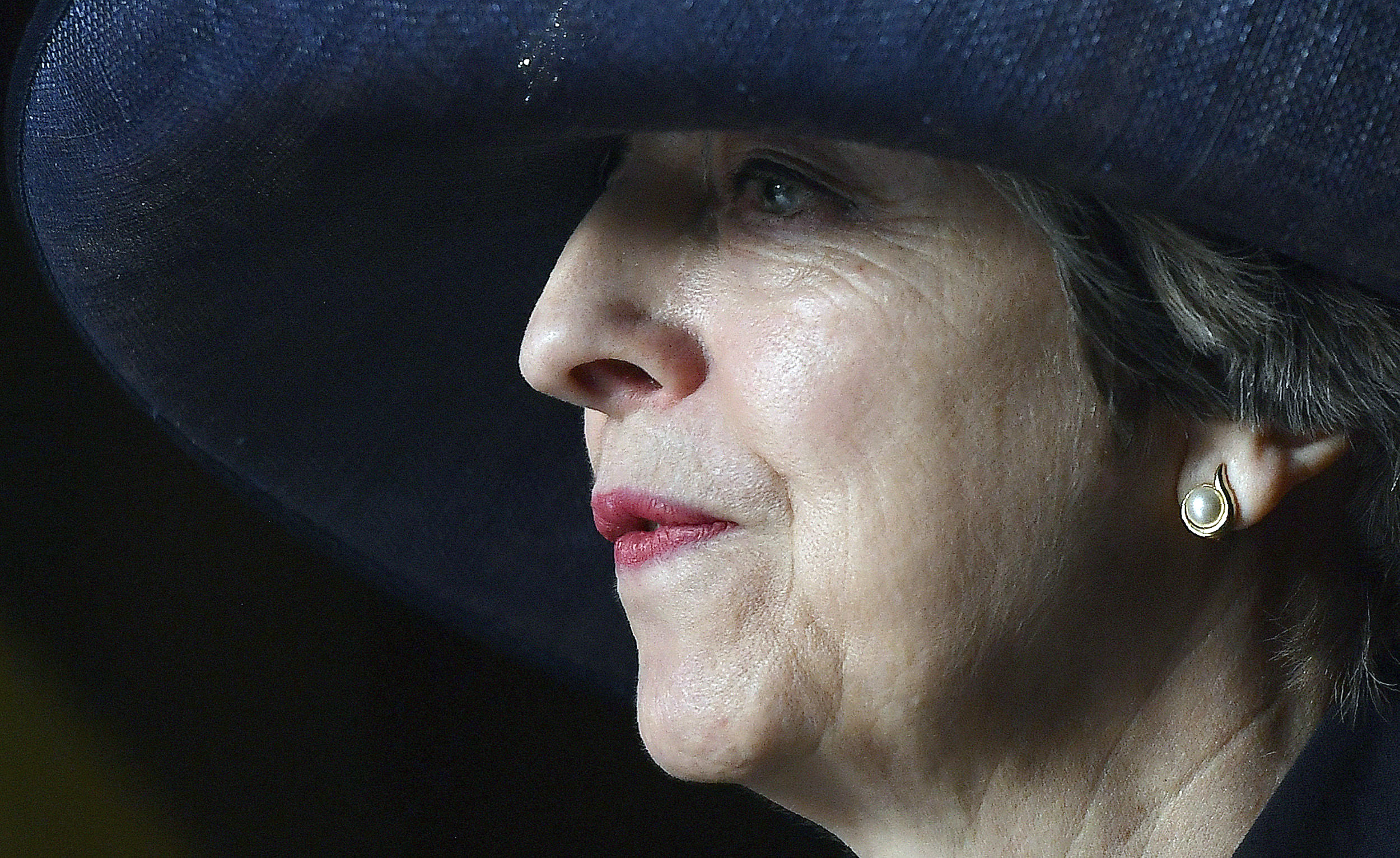 British Prime Minister Theresa May leaves the Commonwealth Service at Westminster Abbey, in London, Monday March 13, 2017. (Ben Stansall/Pool Photo via AP)