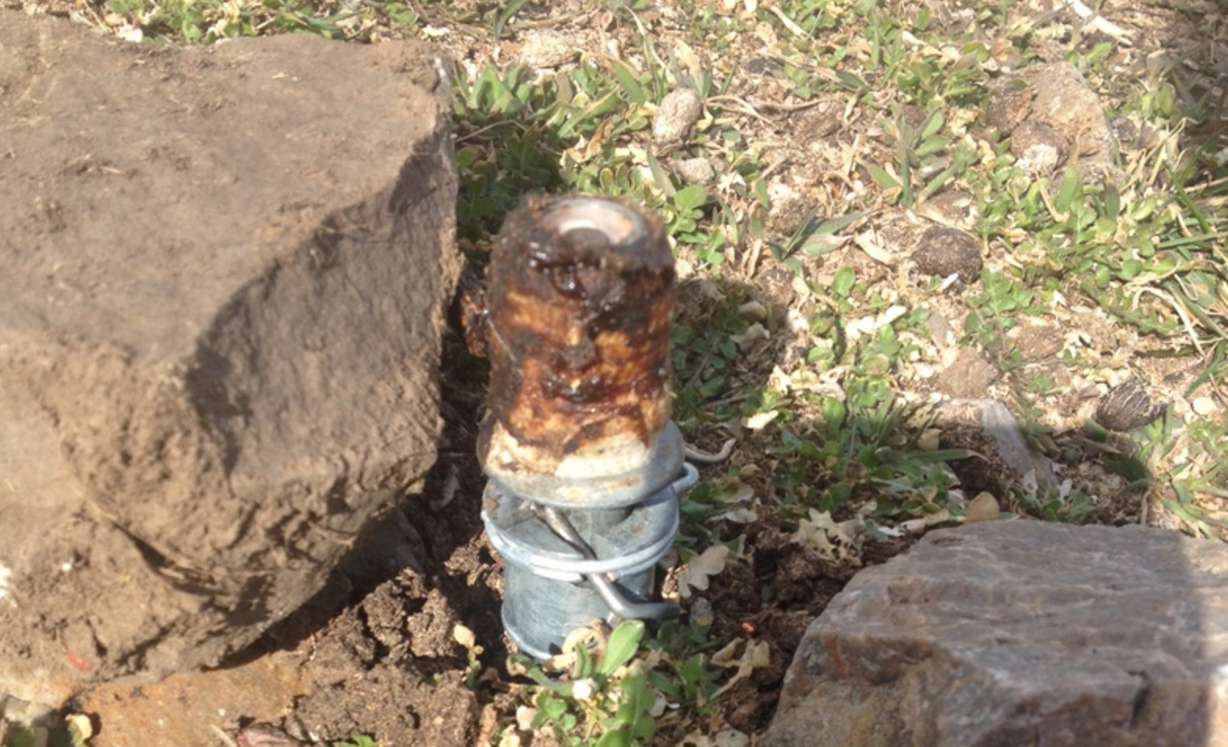 This M-44 cyanide explosive discharged behind the Mansfield’s home Thursday. (Photo: Courtesy Theresa Mansfield via EastIdahoNews.com)