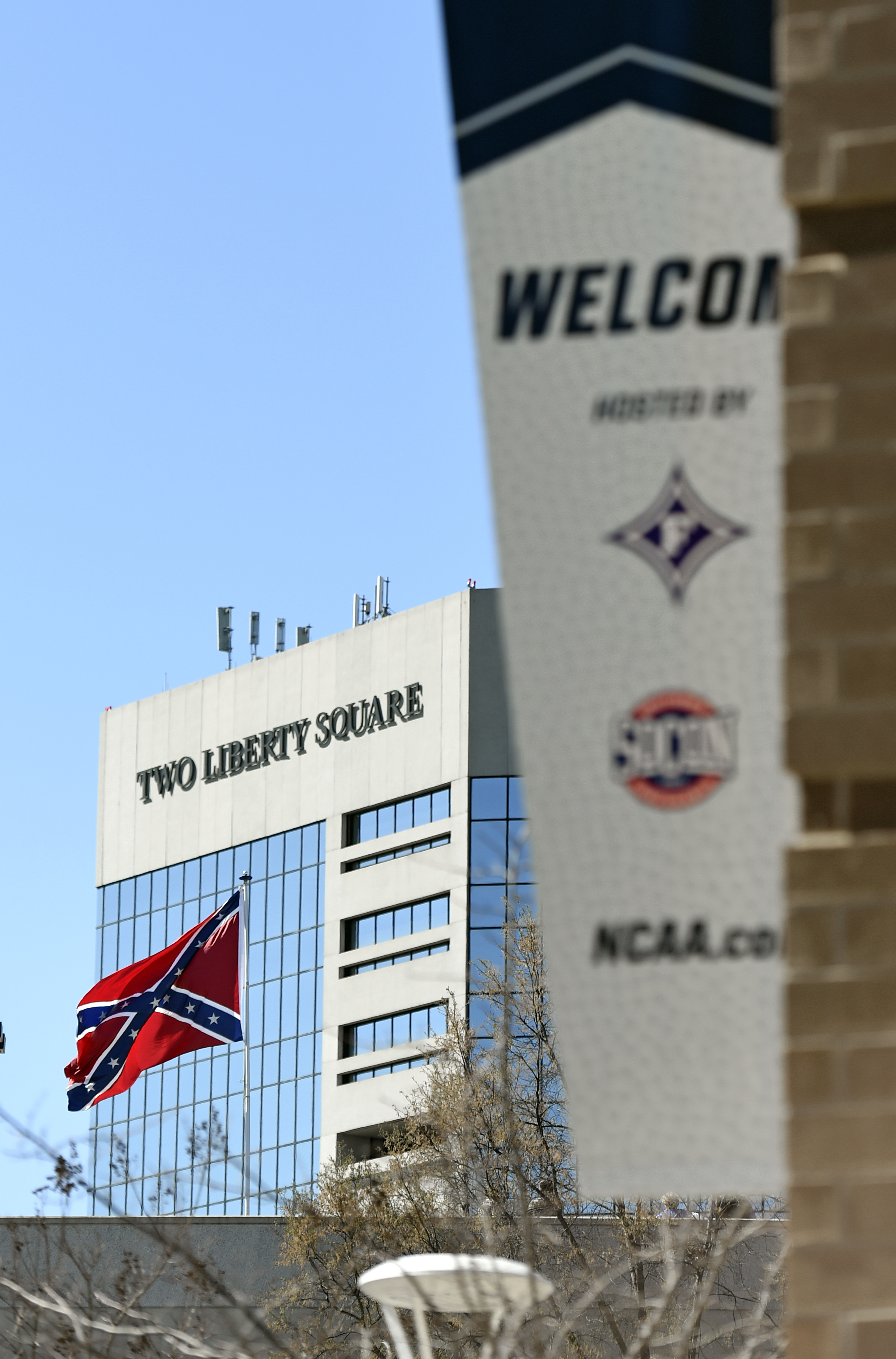 Confederate flag flies next to NCAA arena in South Carolina