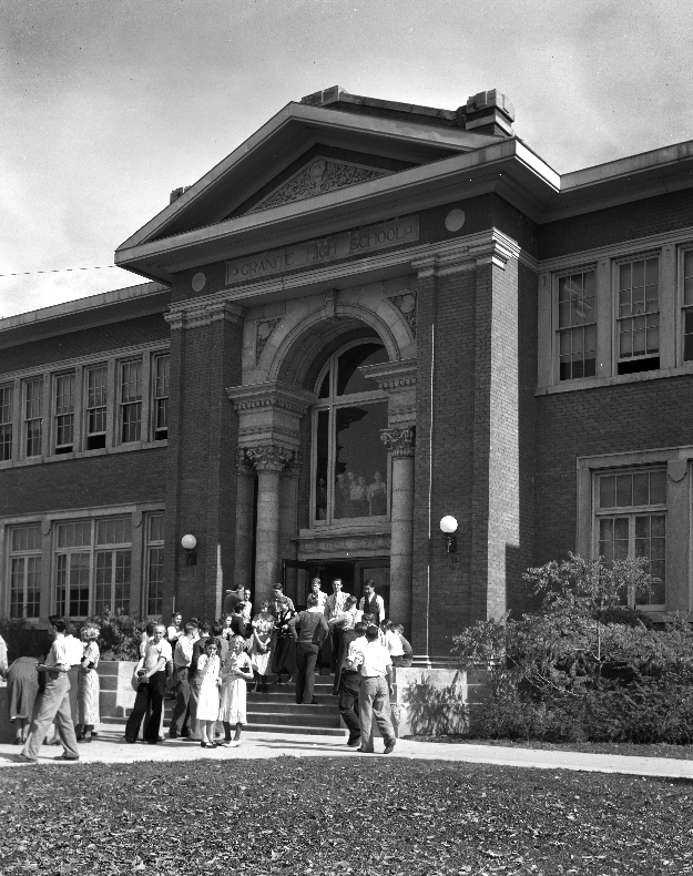 Student outside Granite High School in 1934 (Photo: Utah Division of History)
