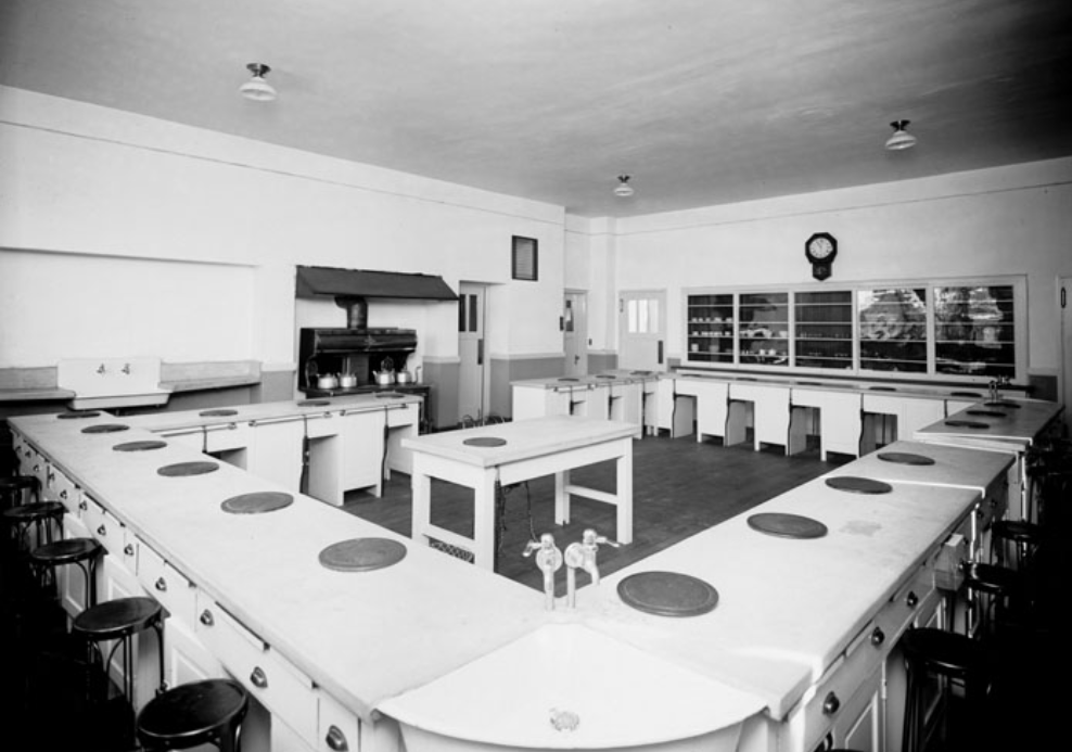 An empty cooking classroom at Granite High School in a photo taken in 1917. (Photo: Utah Division of History)
