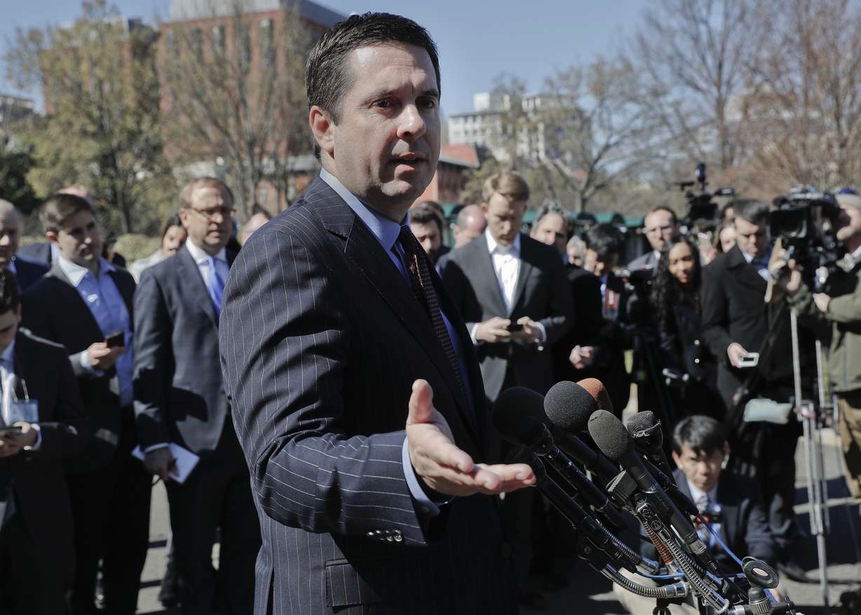 FILE - In this March 22, 2017 file photo, House Intelligence Committee Chairman Rep. Devin Nunes, R-Calif, speaks with reporters outside the White House in Washington following a meeting with President Donald Trump. Photo: AP Photo