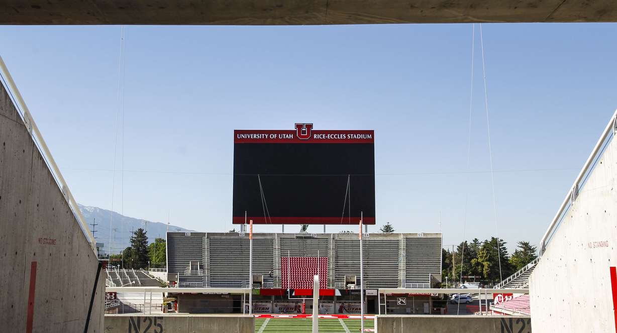 University of Utah debuts their new scoreboard and digital sound system at Rice Eccles Stadium in Salt Lake City on Friday, June 24, 2016. (Photo: Weston Kenney, Deseret News)