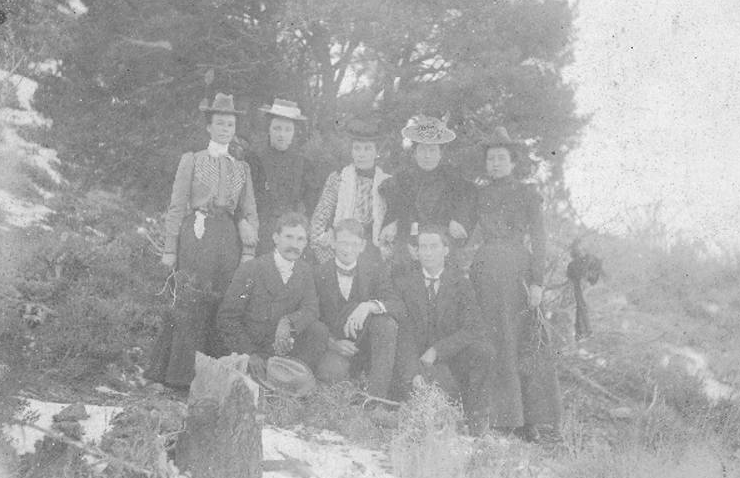 Teachers and students of Branch Normal School with district school teachers above Squaw Cave, 1898 (Photo: SUU Special Collections)