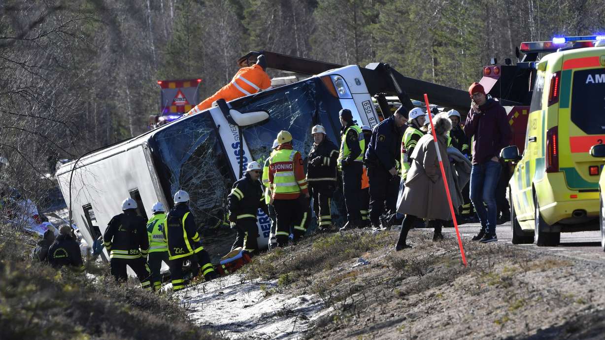 Police: 3 high school students killed in Swedish bus crash