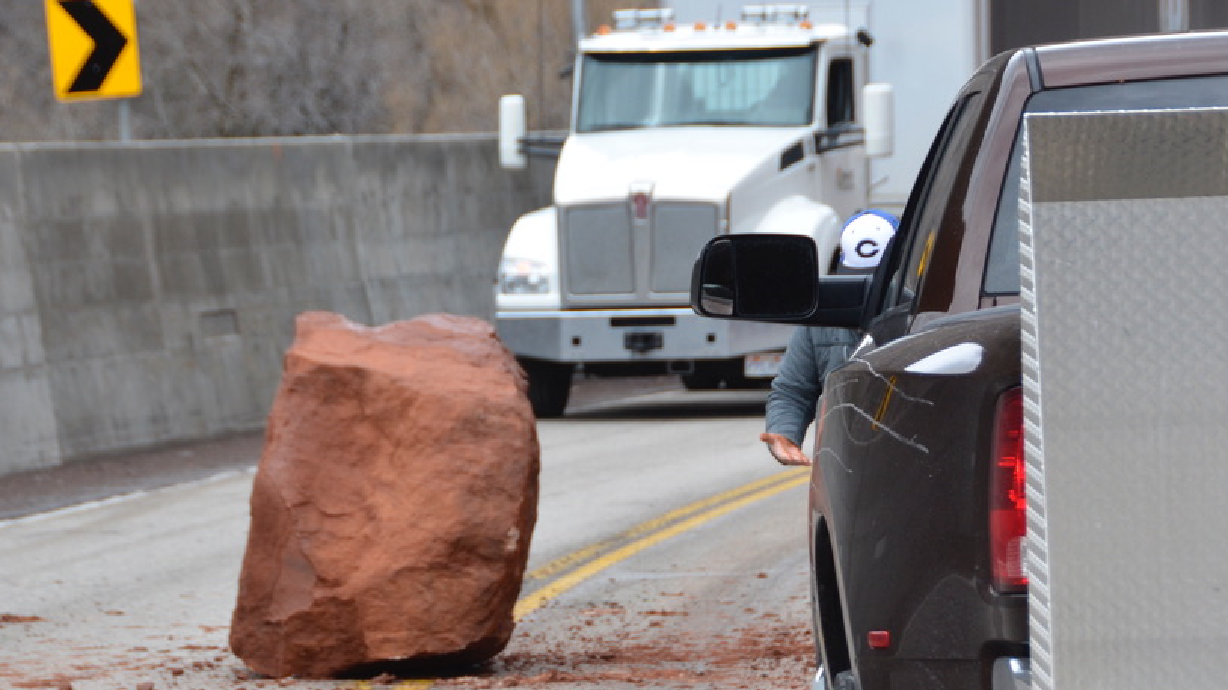 User submitted: Rock slide on US 6 holds up traffic