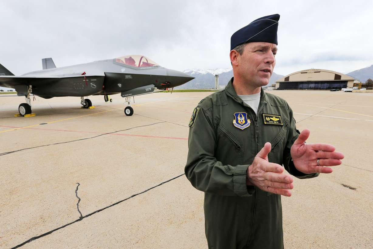 Col. Dave Smith, commander of the 419th Fighter Wing at Hill Air Force Base, talks Monday, April 17, 2017, about the F-35A fighter jets making their first overseas training deployment to Europe as part a joint air training exercise over the next several weeks. (Photo: Scott G Winterton, Deseret News)