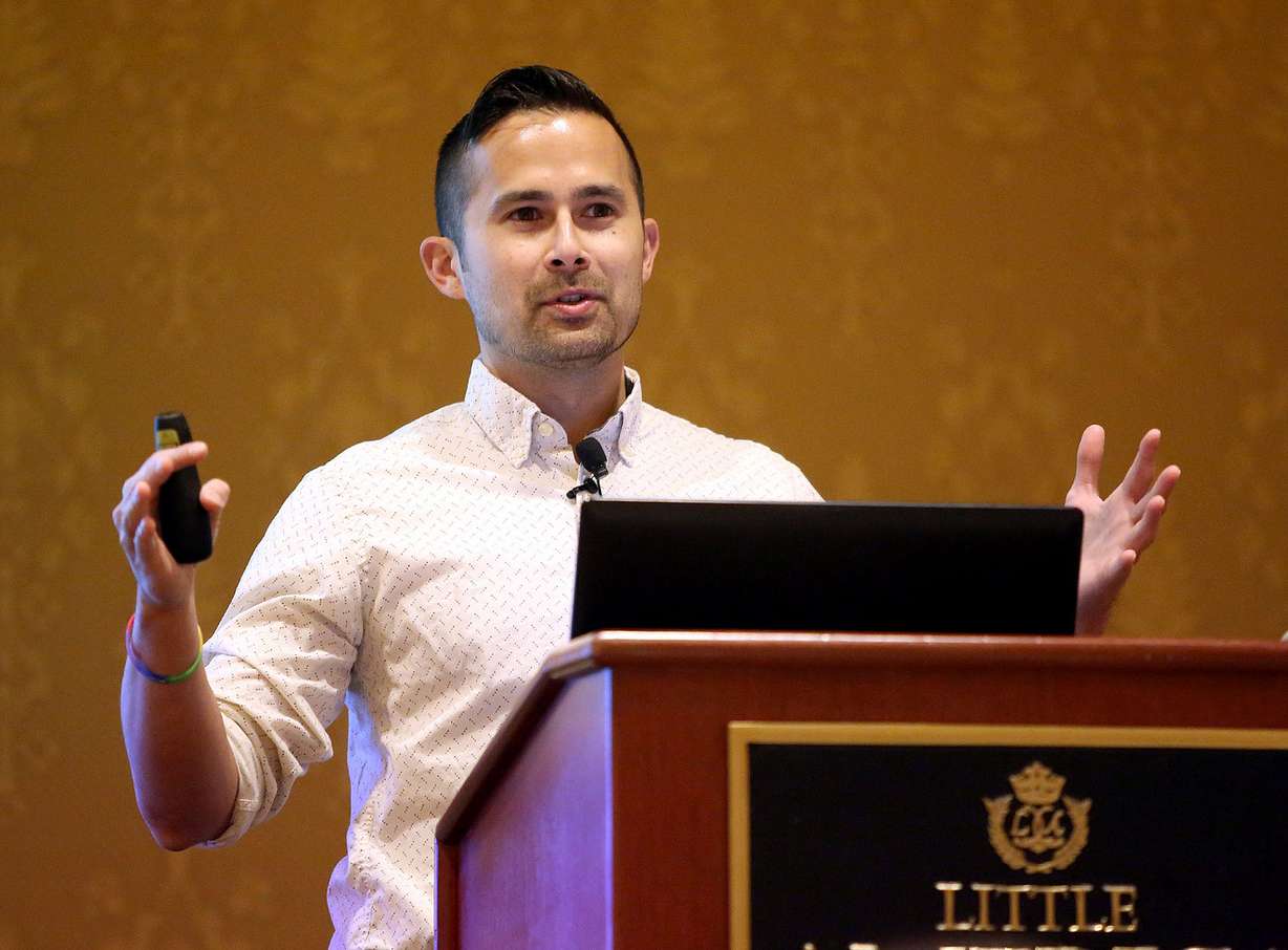 John R. Blosnich speaks at the LGBTQ+ Suicide Prevention conference at the Little America in Salt Lake City on Tuesday, April 18, 2017. Photo: Kristin Murphy, Deseret News