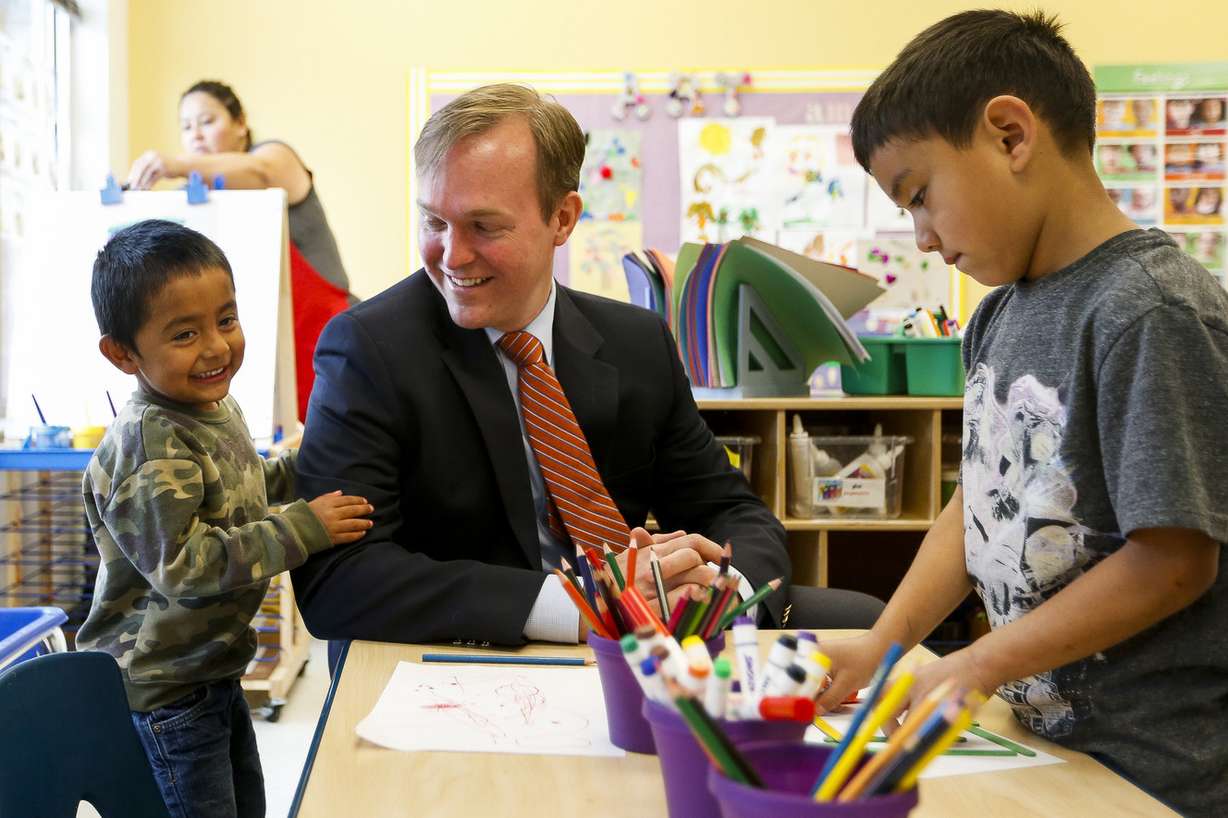 Salt Lake County Mayor Ben McAdams visits students at the Head Start preschool in South Salt Lake on Monday, April 24, 2017.McAdams visited the school as a call to action for more volunteers at Salt Lake County Aging and Adult Services. (Photo: Alex Goodlett, Deseret News)