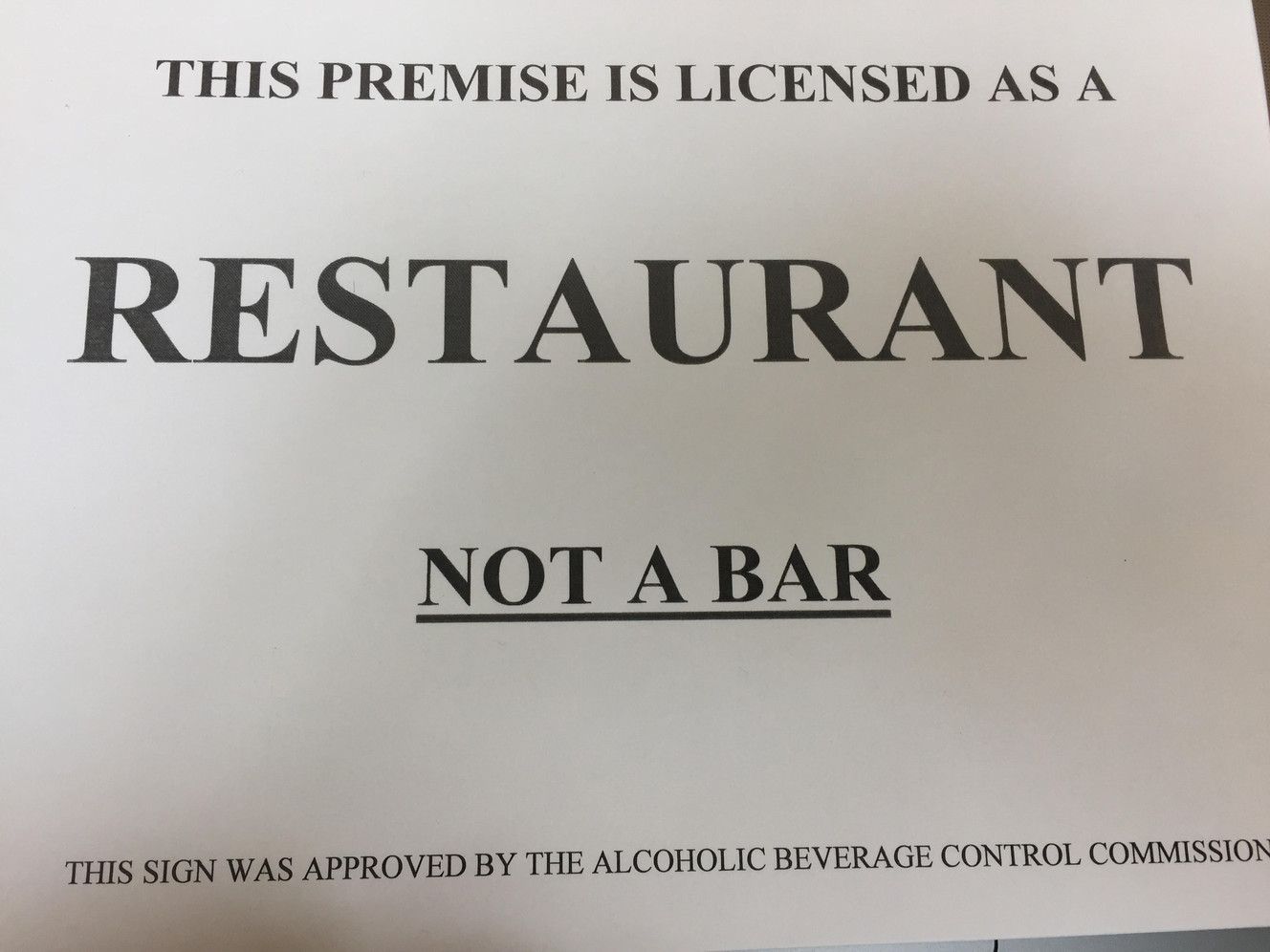 Utah restaurants must display a sign like the one pictured starting May 9, 2017, to comply with a new state law. (Photo: Utah Department of Alcoholic Beverage Control)