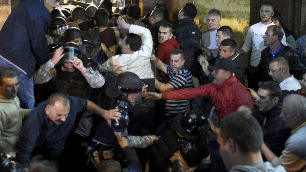 The Latest: Macedonia protesters seek new election