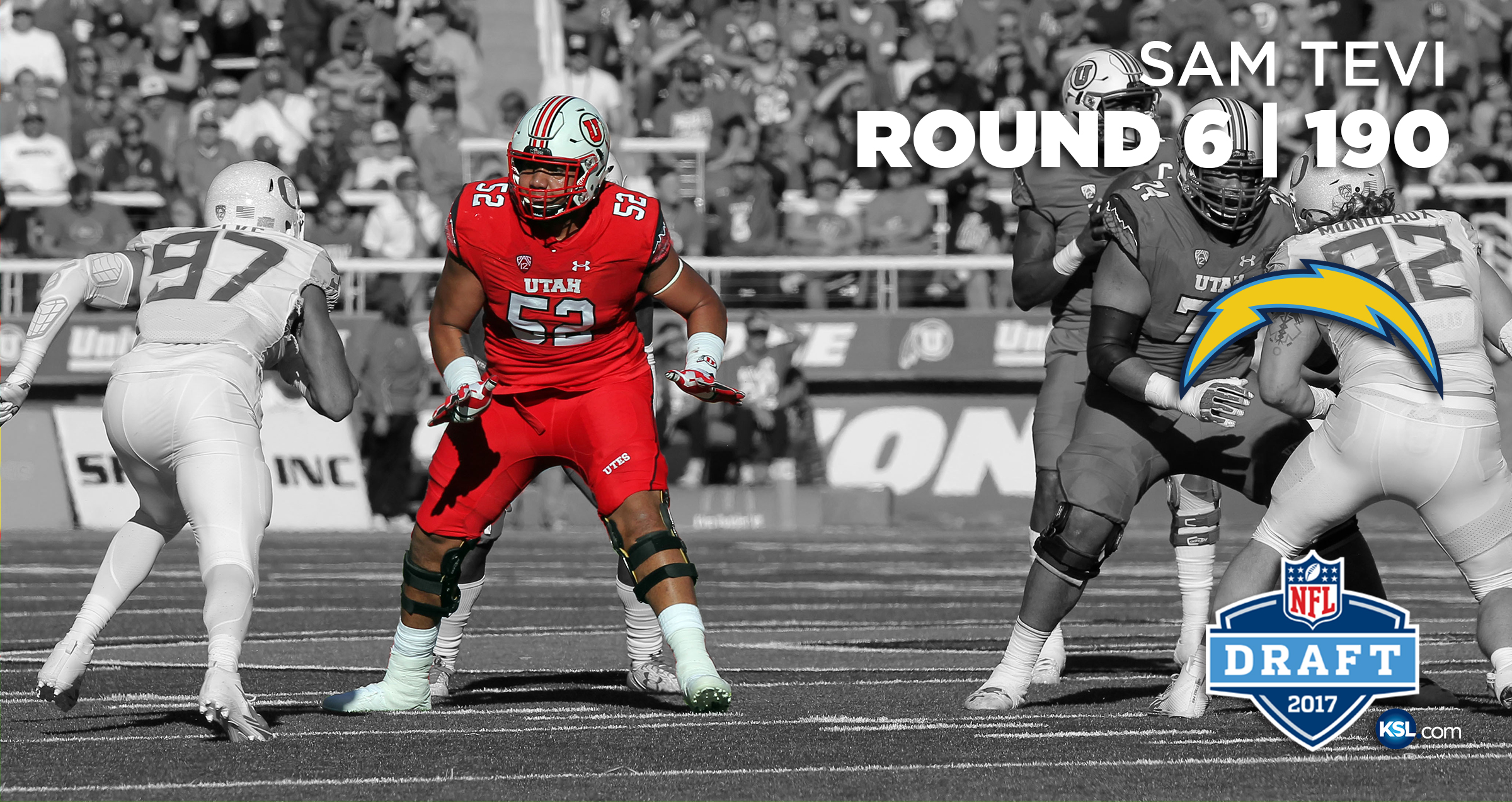 Sam Tevi becomes 7th Ute drafted, selected No. 190 to Los Angeles Chargers