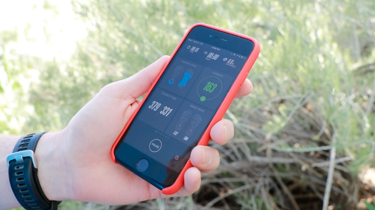 The Altra IQ app tracks impact rate, contact time, cadence and landing zone. Photo: Liesl Nielsen