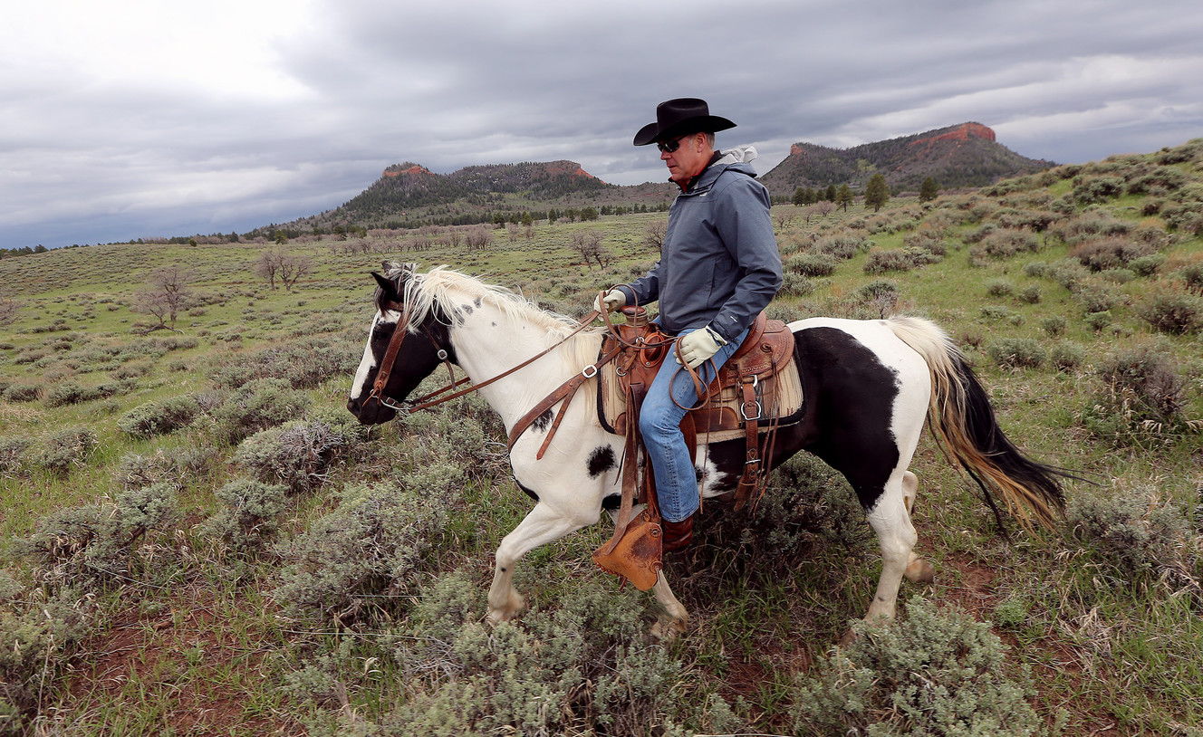 U.S. Interior Secretary Ryan Zinke takes a horseback ride in the Bears Ears National Monument with local and state representatives on Tuesday, May 9, 2017. (Photo: Scott G Winterton, Deseret News)