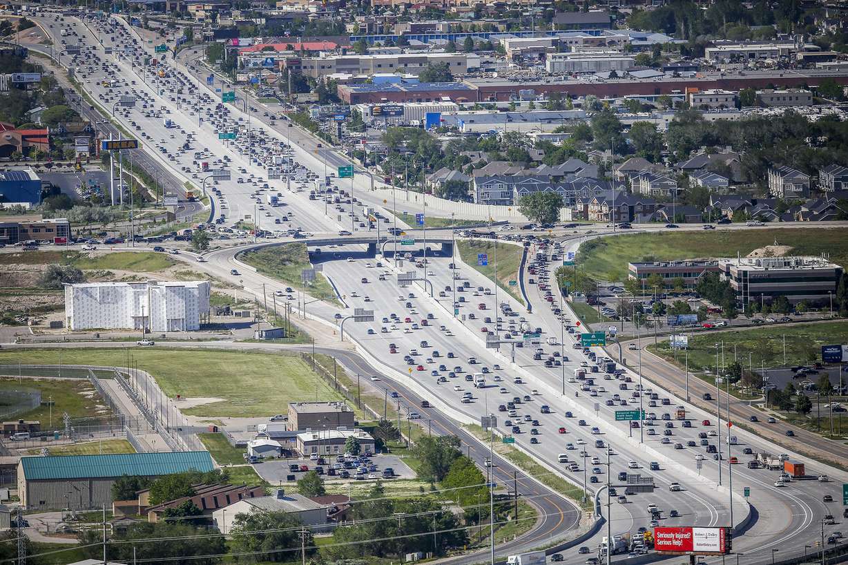 Traffic on I-15 drives past the Utah State Prison in Draper on Wednesday, May 10, 2017. Photo: Nicole Boliaux, Deseret News