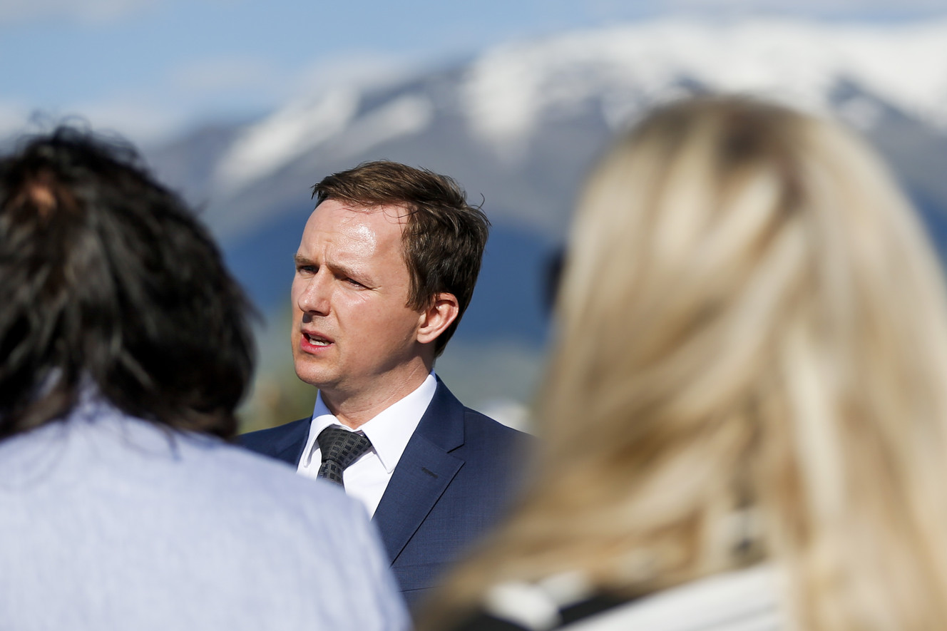 Paul Drake, UTA manager of transit-oriented development, speaks to a group at the Clearfield FrontRunner Station on Wednesday, May 10, 2017. Photo: Alex Goodlett, Deseret News
