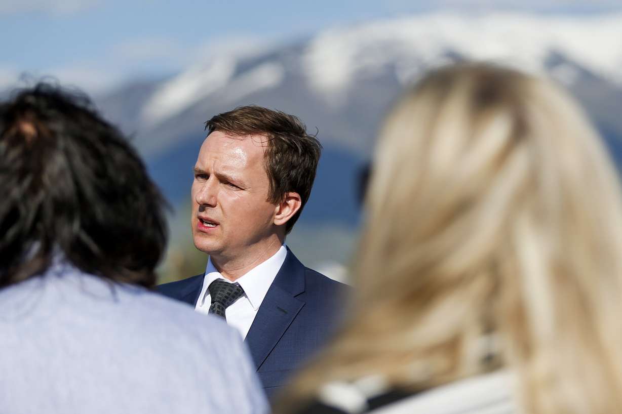 Paul Drake, UTA manager of transit-oriented development, speaks to a group at the Clearfield FrontRunner Station on Wednesday, May 10, 2017. Photo: Alex Goodlett, Deseret News