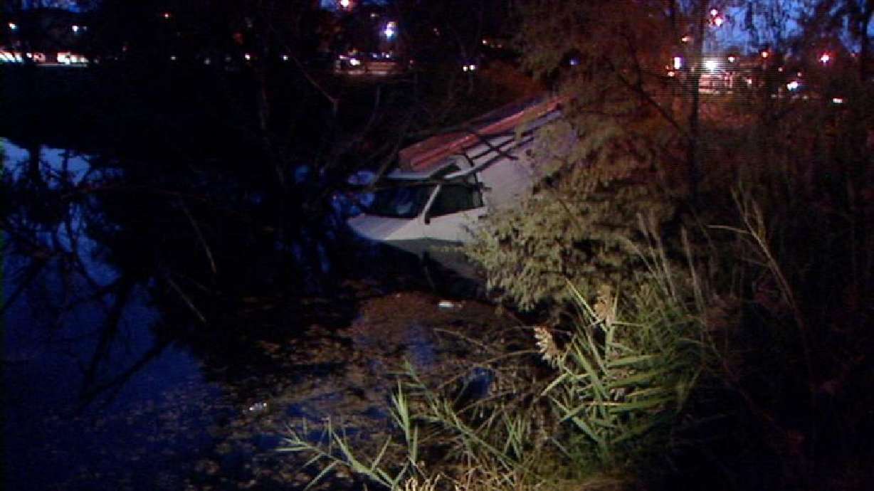 Accident Sends Truck Into Jordan River