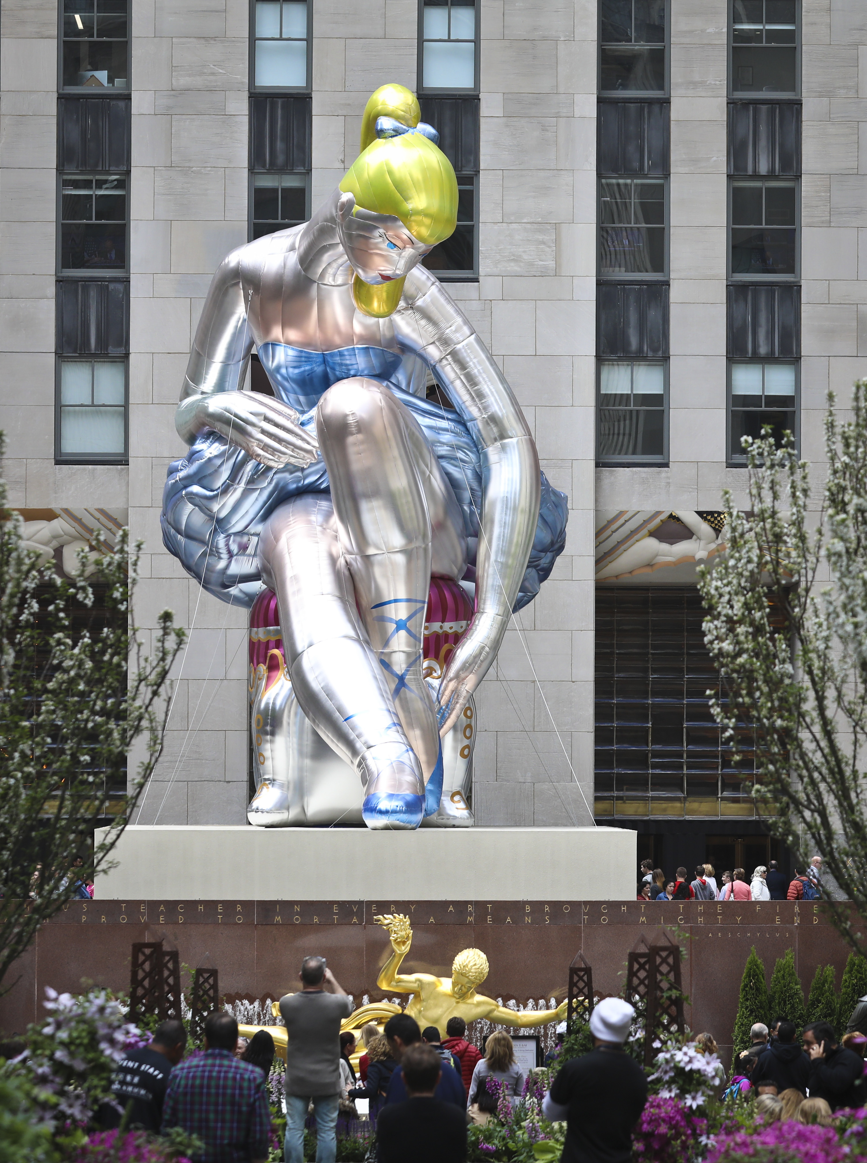 Inflatable sculpture of ballerina by Jeff Koons unveiled