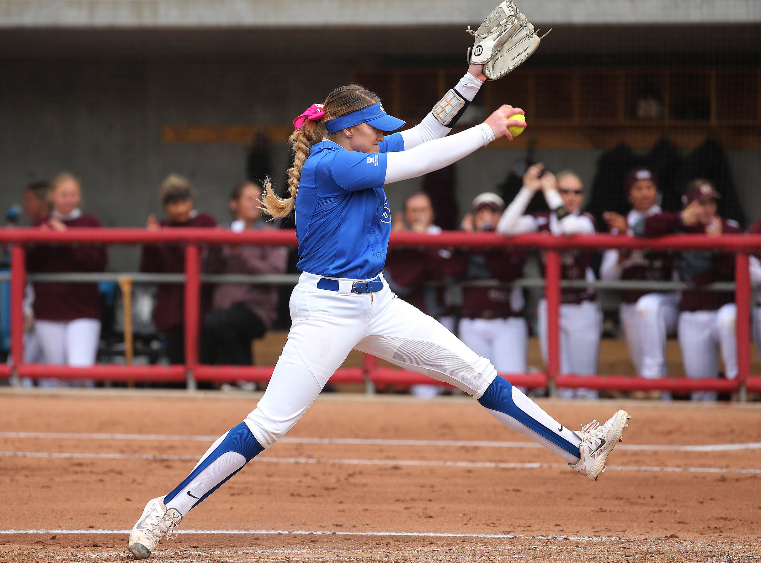 BYU’s McKenna Bull pitchers against Mississippi State during the NCAA softball regionals in Salt Lake City on Thursday, May 18, 2017. (Photo: Jeffrey D. Allred, Deseret News)
