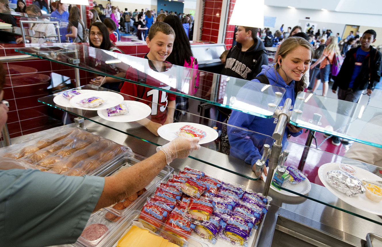 Students get lunch in the Mount Jordan Middle School cafeteria in Sandy on Friday, May 19, 2017. Canyons School District administrators are proposing that the school board adopt a policy that takes a kinder, gentler approach to school nutrition service to children whose accounts are in arrears. (Photo: Laura Seitz, Deseret News)