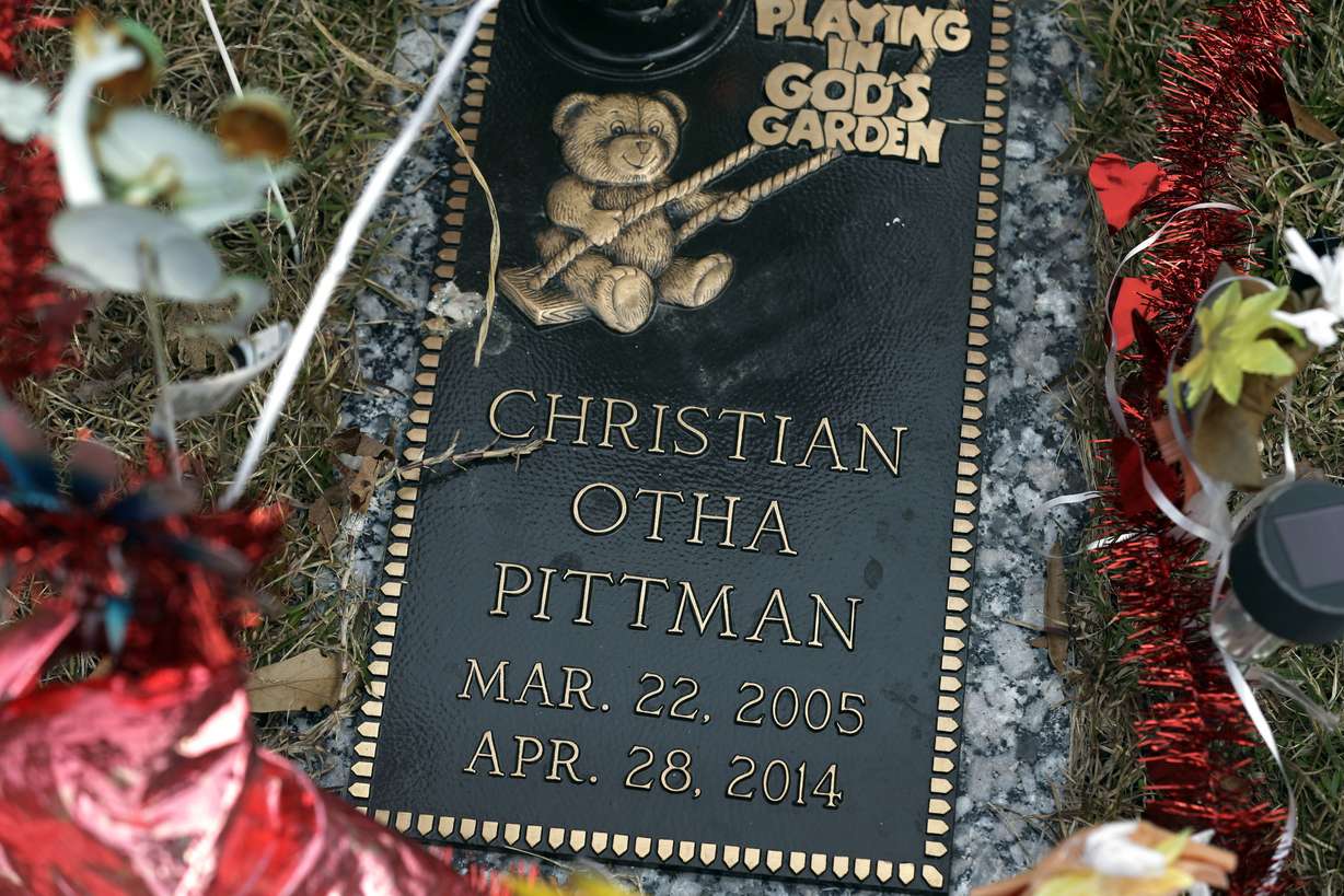 This photo taken Friday, Feb. 10, 2017 shows the grave of Amy Pittman's son Christian in Durham, N.C. Amy Pittman was charged in 2014 with manslaughter after 9-year-old Christian was accidentally shot and killed by his older brother. Photo: AP Photo
