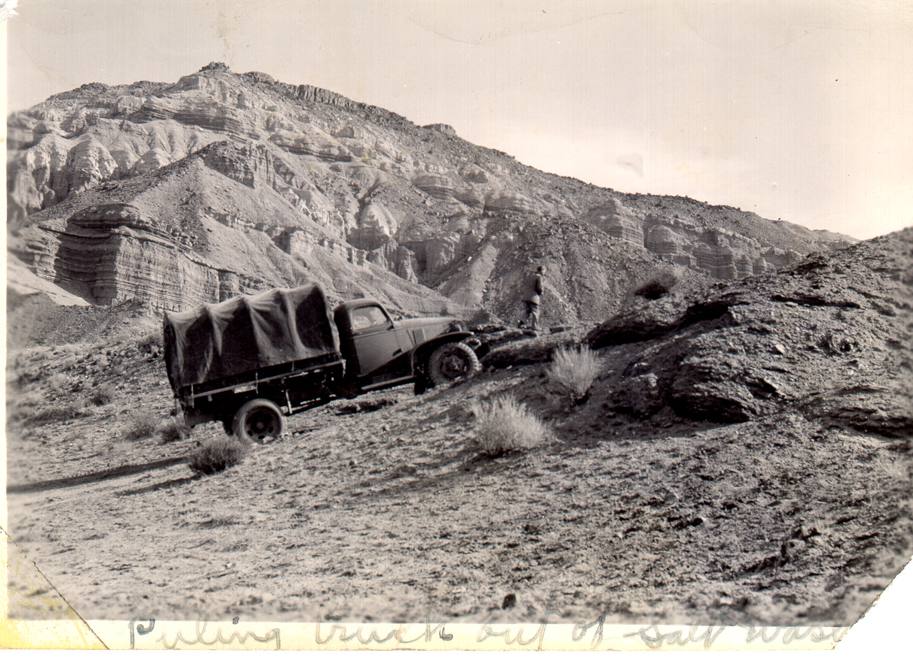 A military truck searching the area where the Lockheed Hudson AT-18A crash in Wayne County in 1943 (Photo courtesy Debra Young)