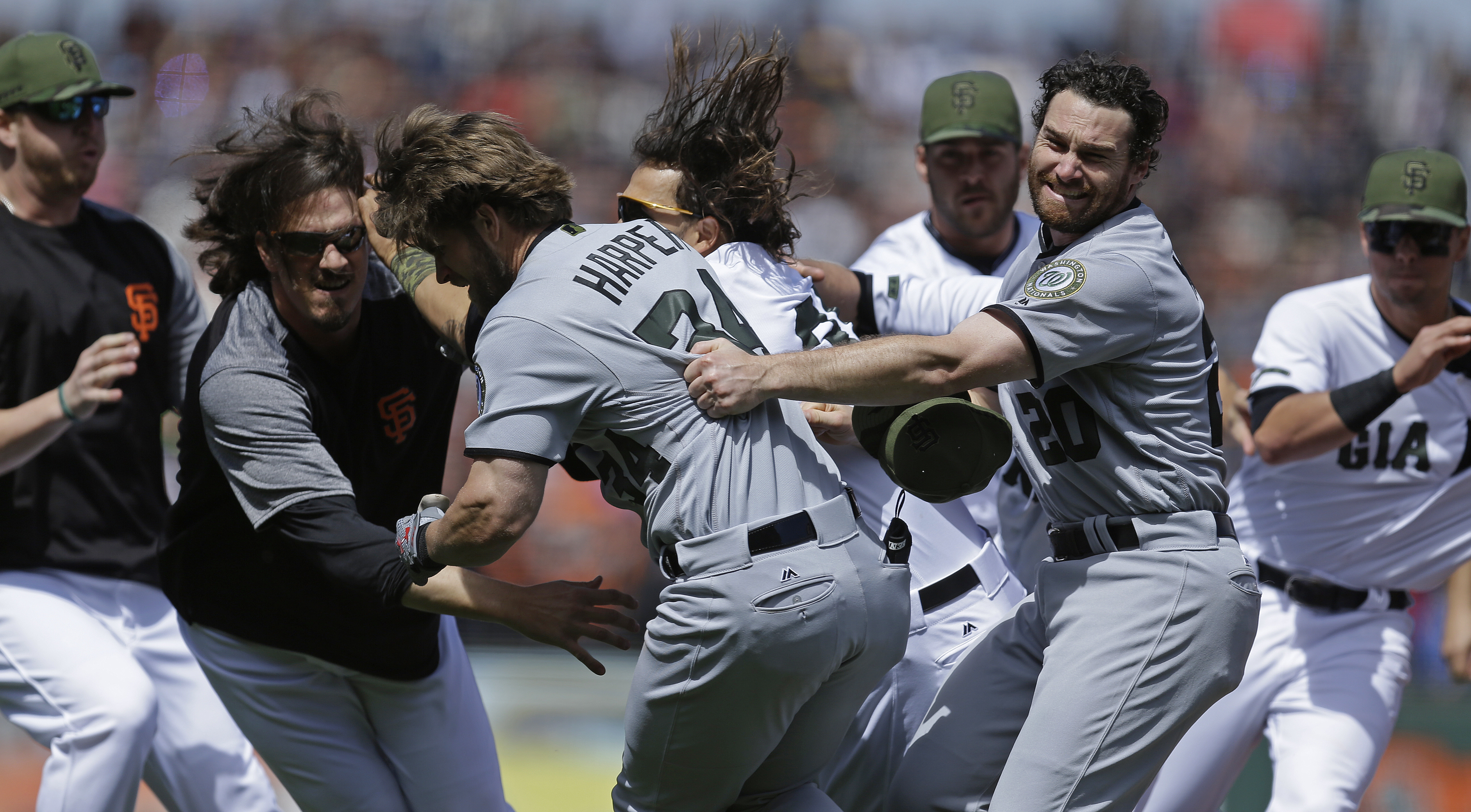 Hunter Strickland suspended 6 games, Bryce Harper 4