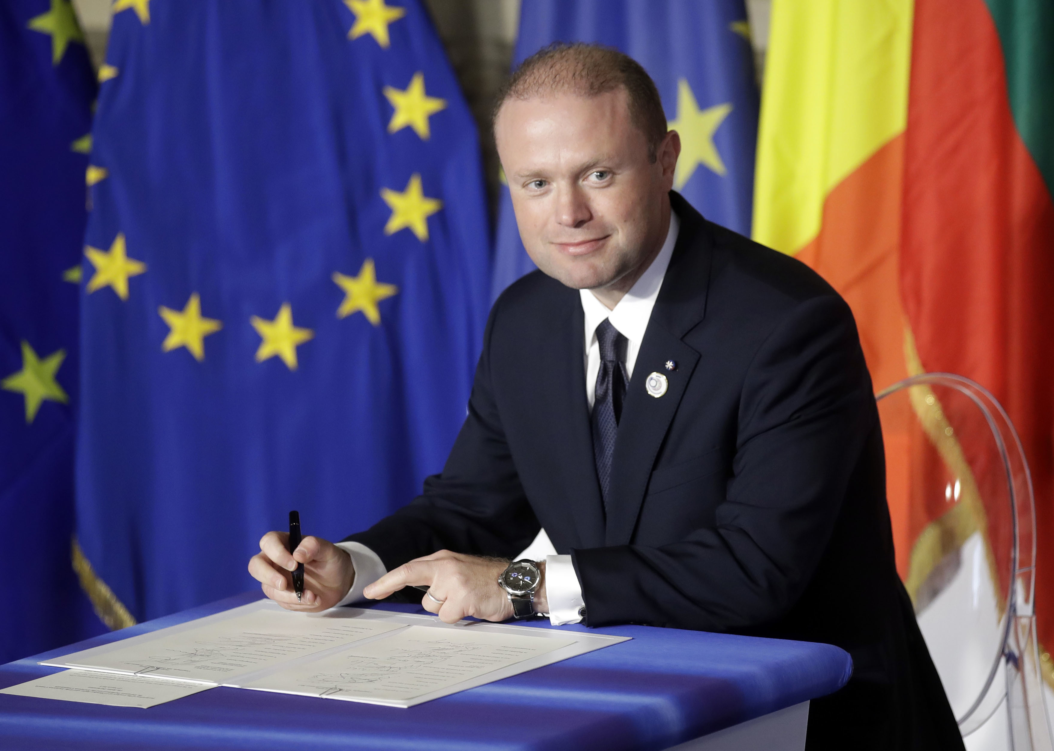 Malta's PM sworn in for 2nd term, pledges gay marriage law