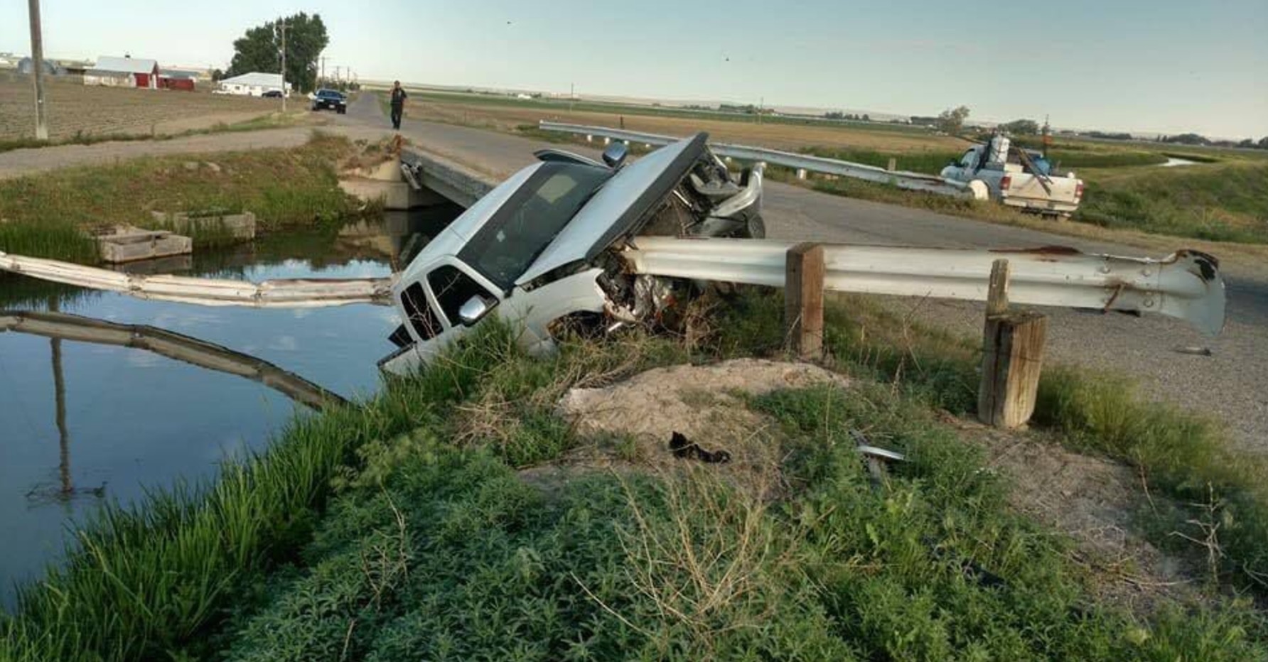 Stolen truck impaled by guard rail in Idaho