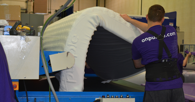 A Purple mattress in the factory. Courtesy of Purple