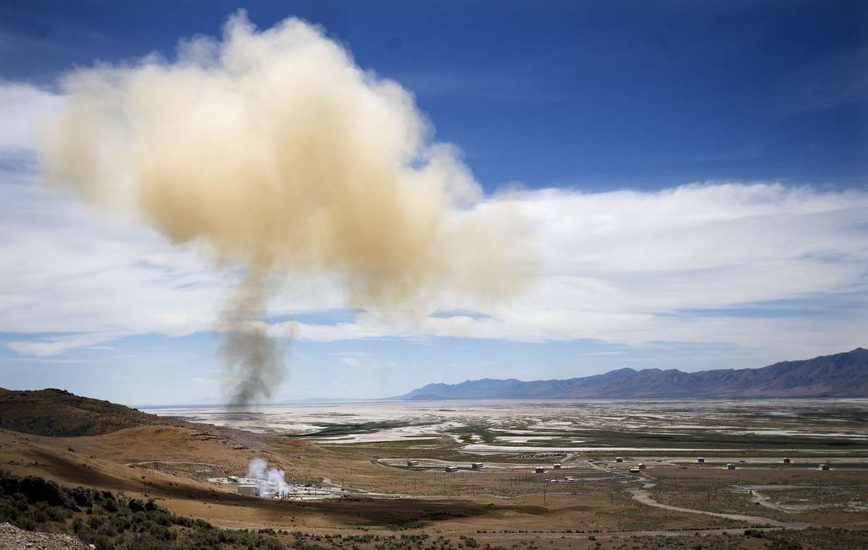 Smoke billows into the sky after a qualification ground test of the launch abort motor that will be used for NASA’s Orion spacecraft at the Orbital ATK facility in Promontory on Thursday, June 15, 2017. Orion will carry crew and launch on NASA’s heavy-lift Space Launch System, enabling new missions of exploration across the solar system. (Photo: Laura Seitz, Deseret News)