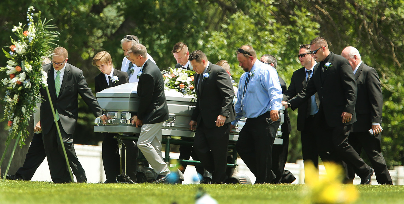 The casket of Memorez Rackley and her son, Jase, is taken to the gravesite at Memorial Redwood Mortuary and Cemetery in West Jordan on Tuesday, June 20, 2017. (Photo: Jeffrey D. Allred, Deseret News)et News)