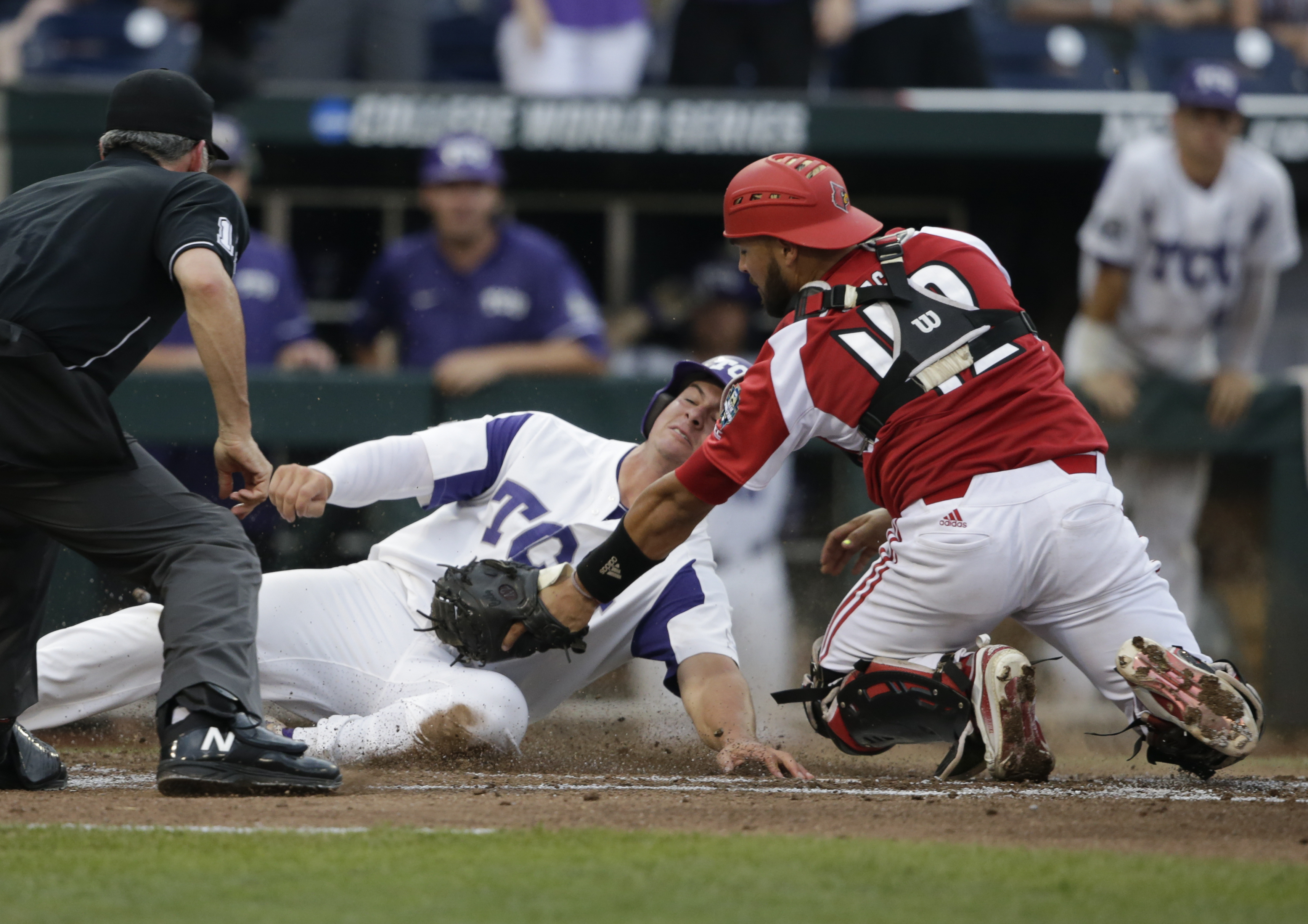 TCU's Wymer stymies Louisville in 4-3 CWS win; Florida next