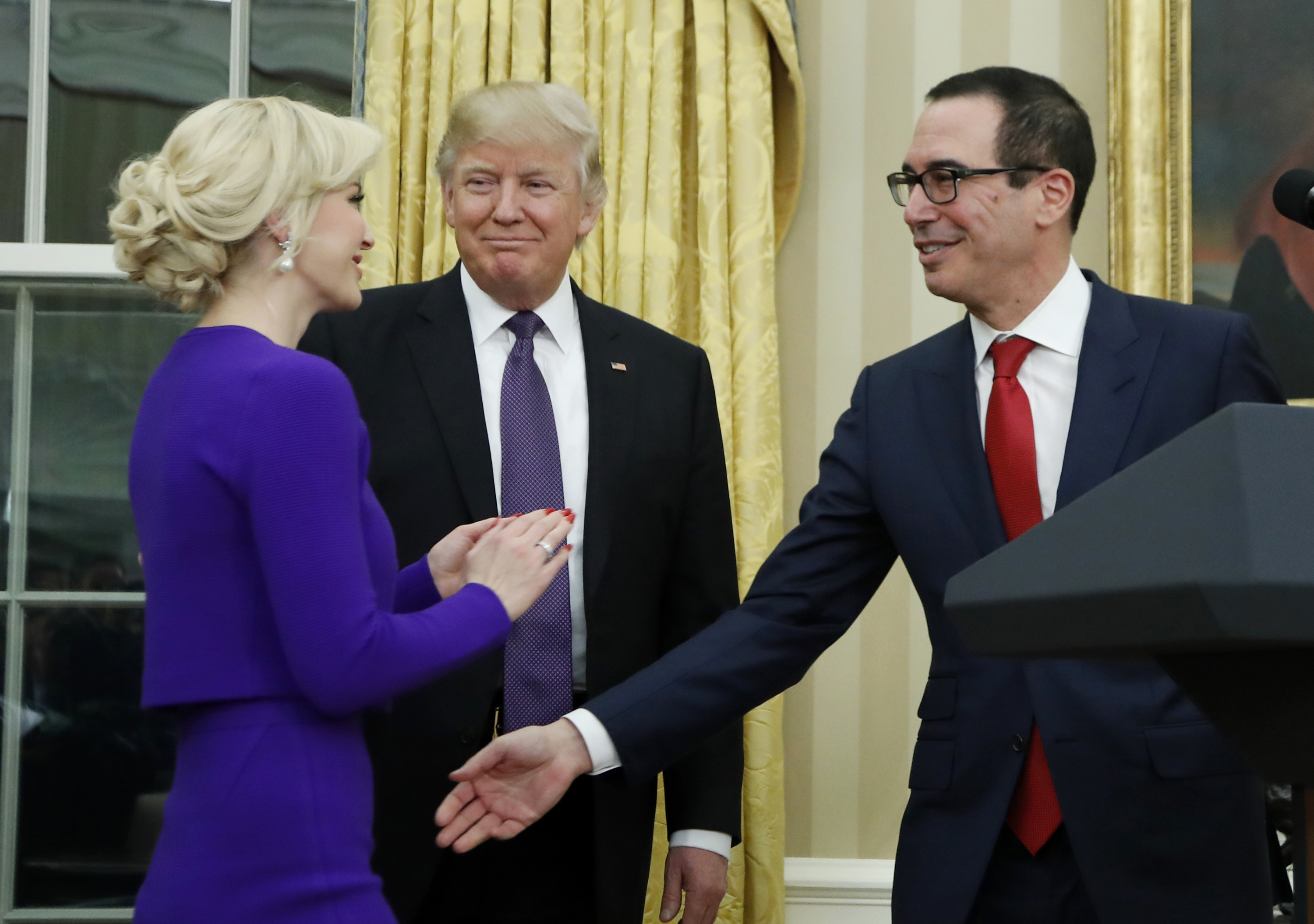 Trumps attend wedding of treasury secretary and actress