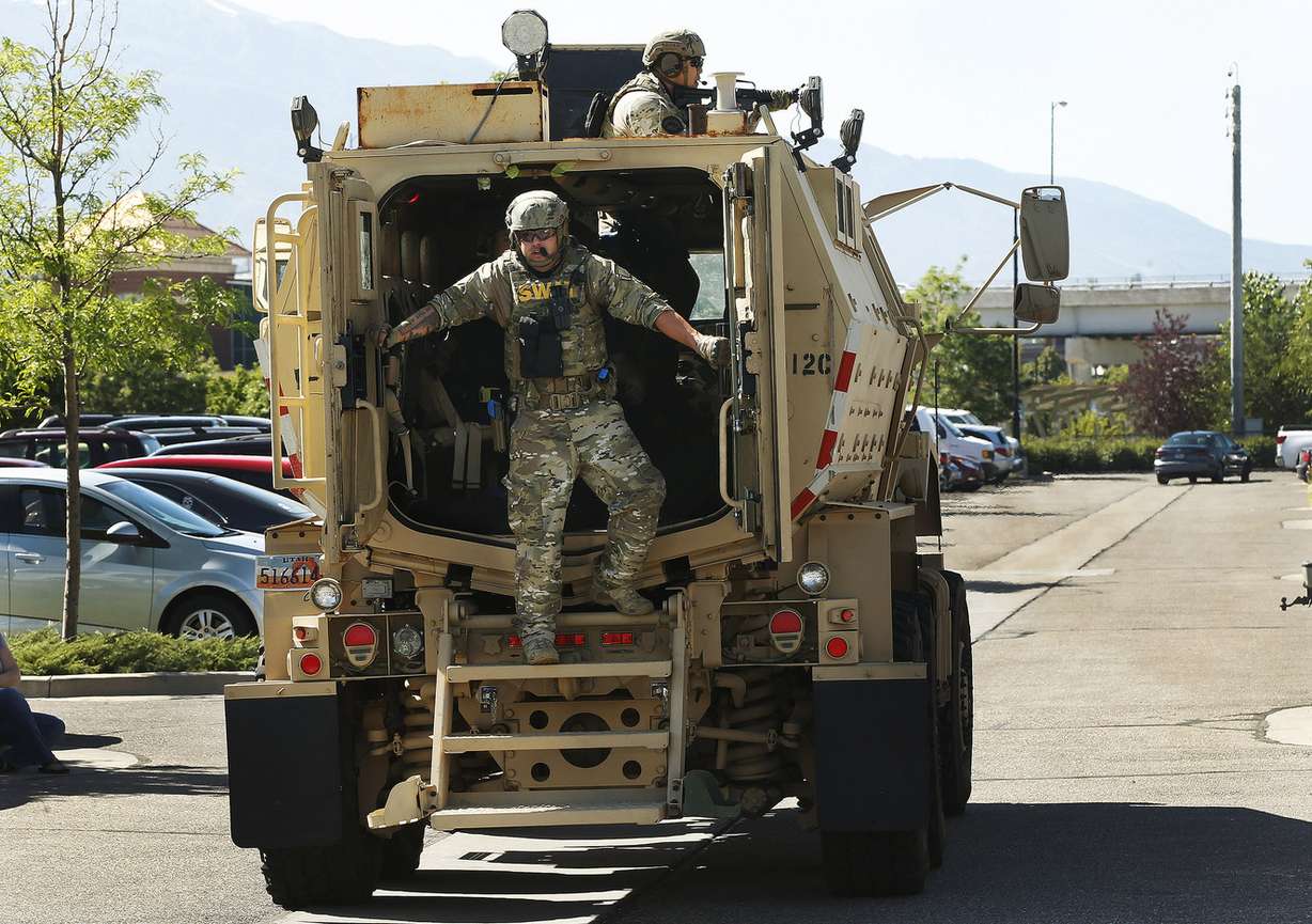 SWAT teams search for terrorists during a full-scale emergency response drill simulating a terrorist suicide bombing on a FrontRunner train in Ogden on Wednesday, June 28, 2017. Emergency personnel from a wide variety of agencies — including the Utah Transit Authority, FBI, Utah Medical Examiner's Office, and Davis and Weber counties — participated in the exercise. (Photo: Jeffrey D. Allred, Deseret News)