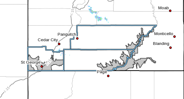Areas of Southern Utah to be affected by a period of excessive heat from July 6-9, 2017 (Photo: Courtesy of the National Weather Service, St. George News)