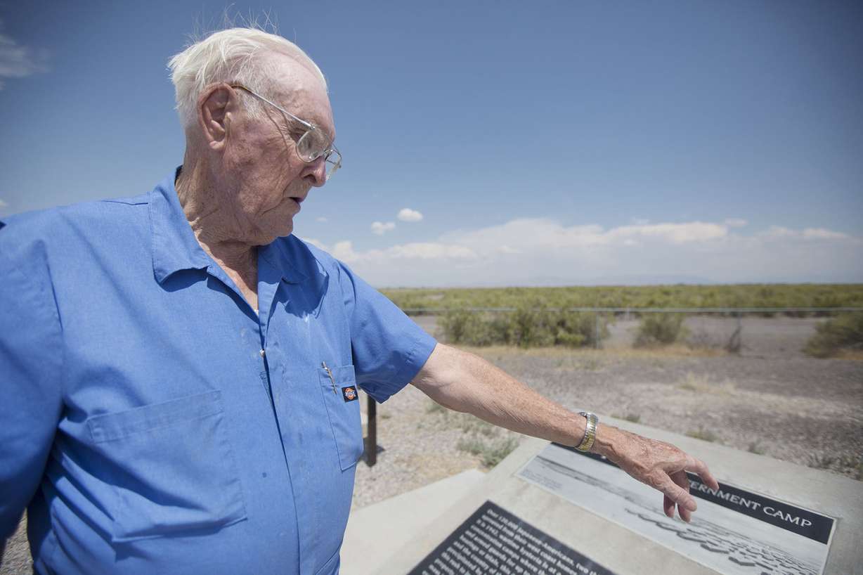 Bill Gardner talks about the memorial at the Topaz Internment Camp outside Delta on Friday, July 7, 2017. (Photo: Kelsey Brunner, Deseret News)